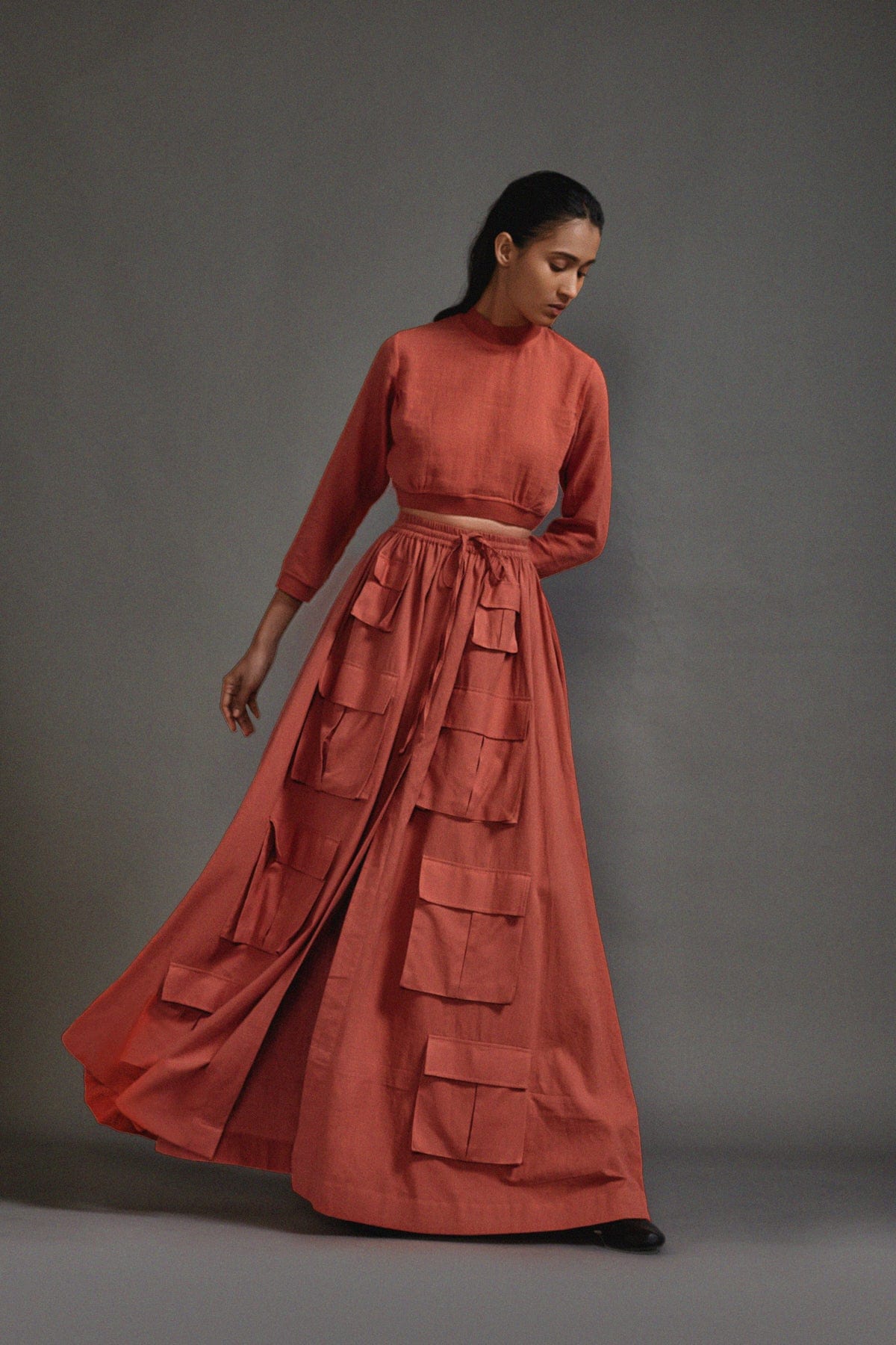 Mati SET Rust Crop Top and Cargo Skirt Set