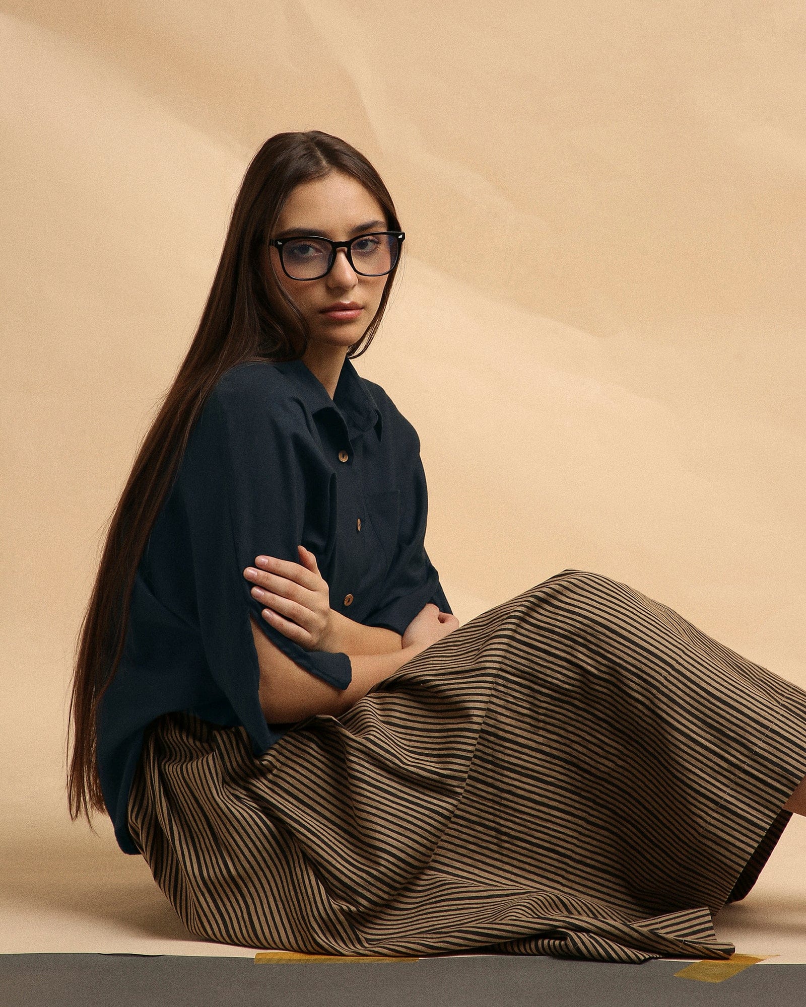Mati Shirts & Tops Charcoal Collar Crop Top