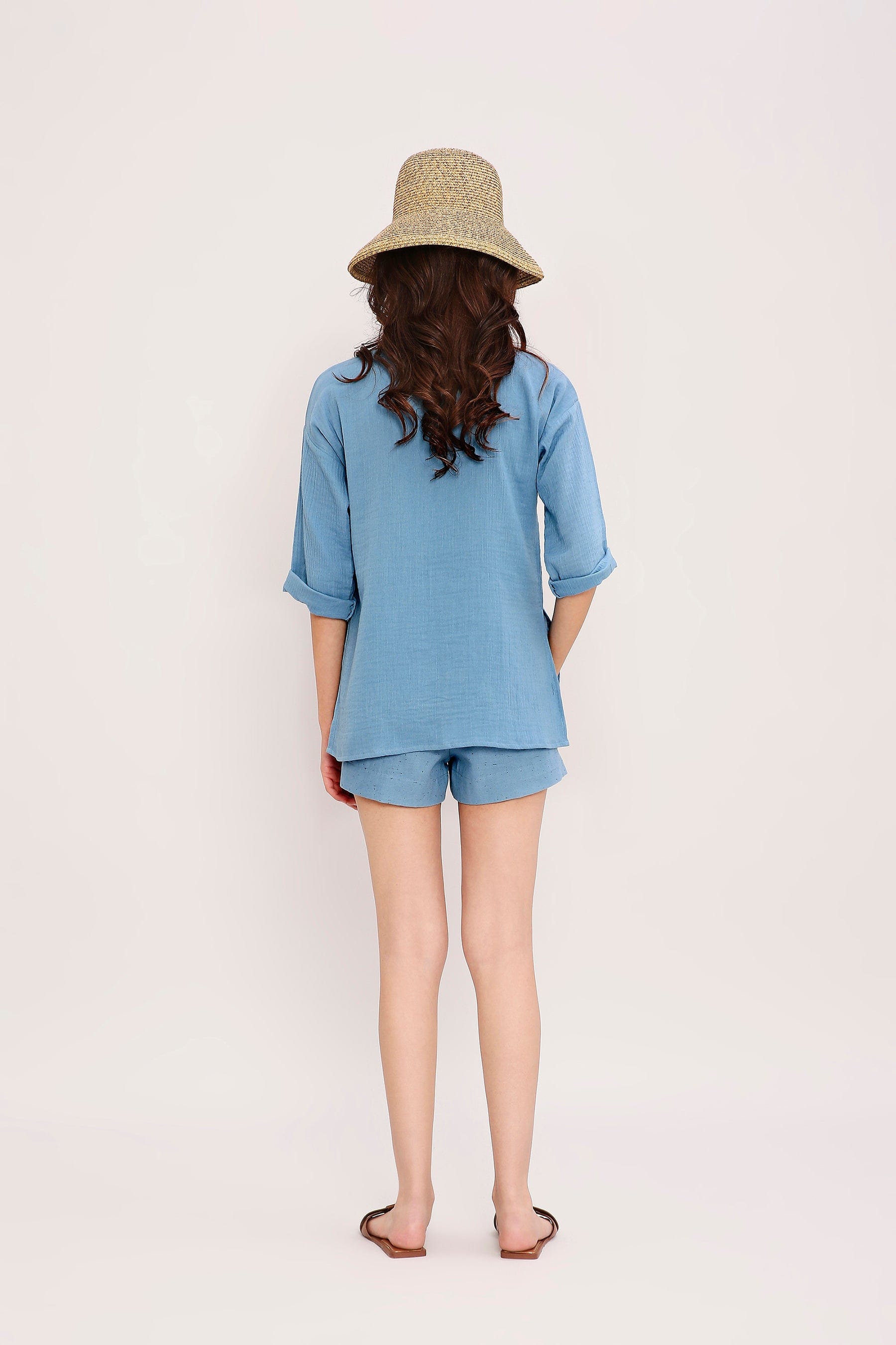 Mati Shirts & Tops Coco Blue Embroidered Top