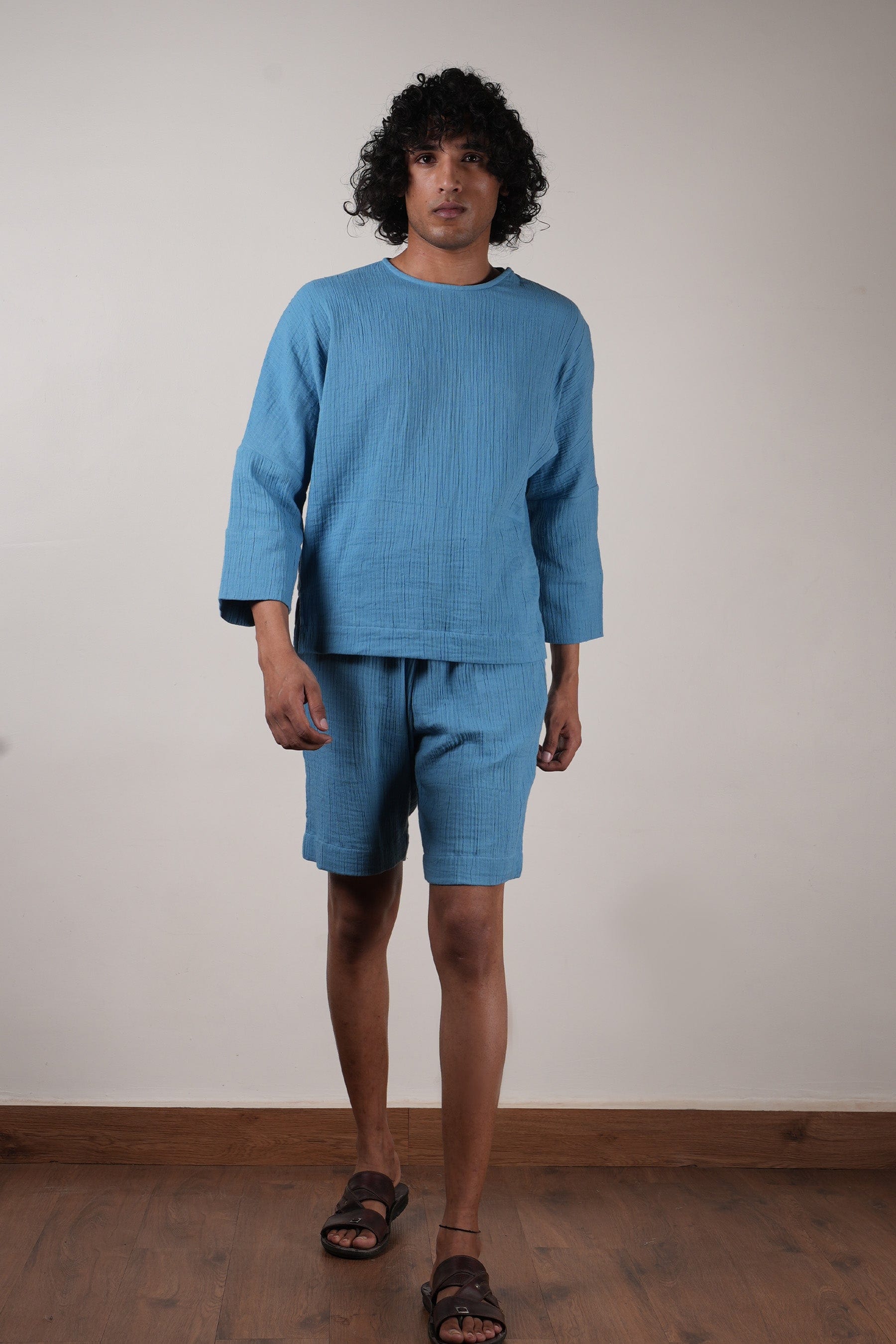 Mati Shirts & Tops Men's Crush Cotton Blue T-shirt