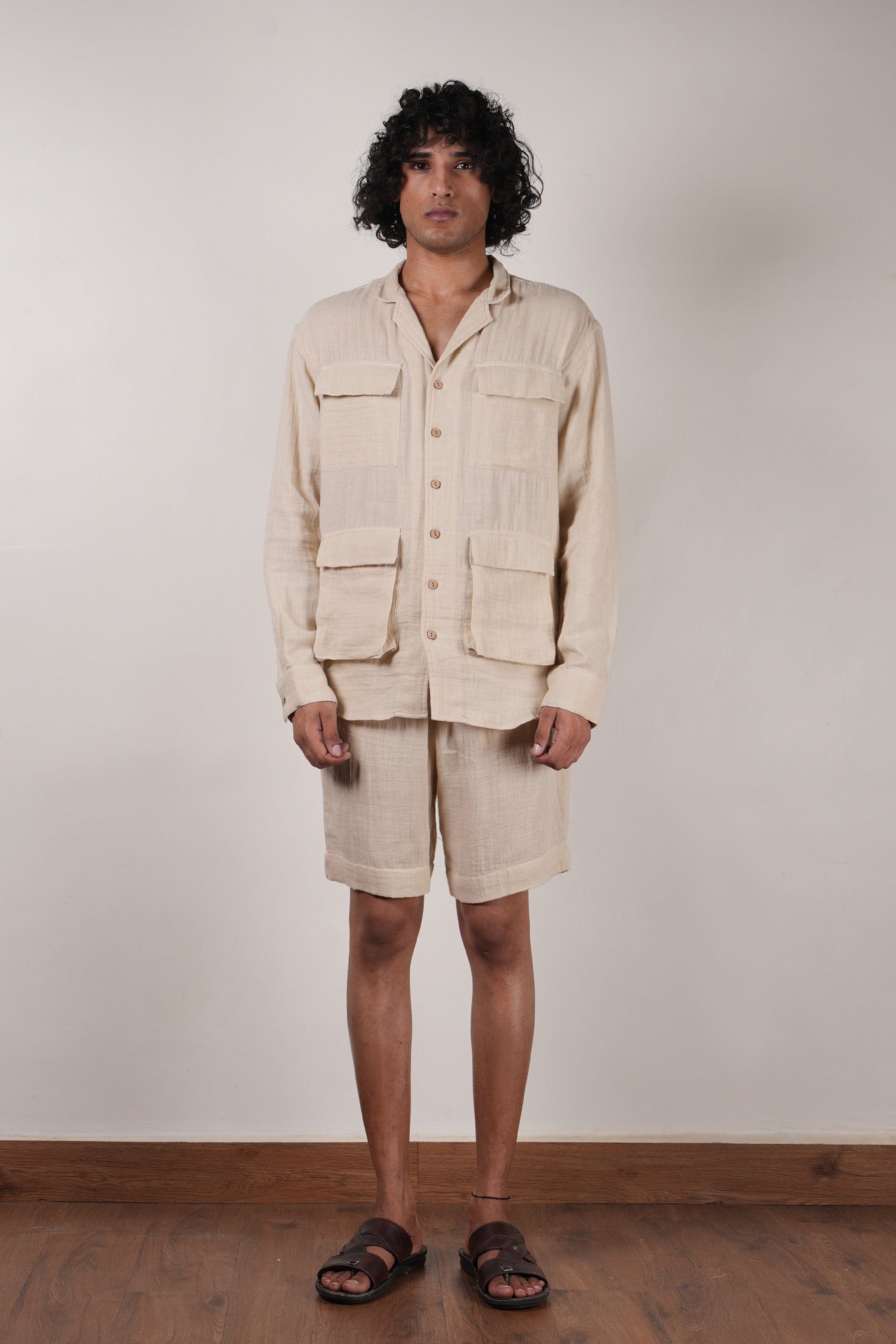 Mati Shirts & Tops Men's Pocket Crush Cotton Cream Shirt