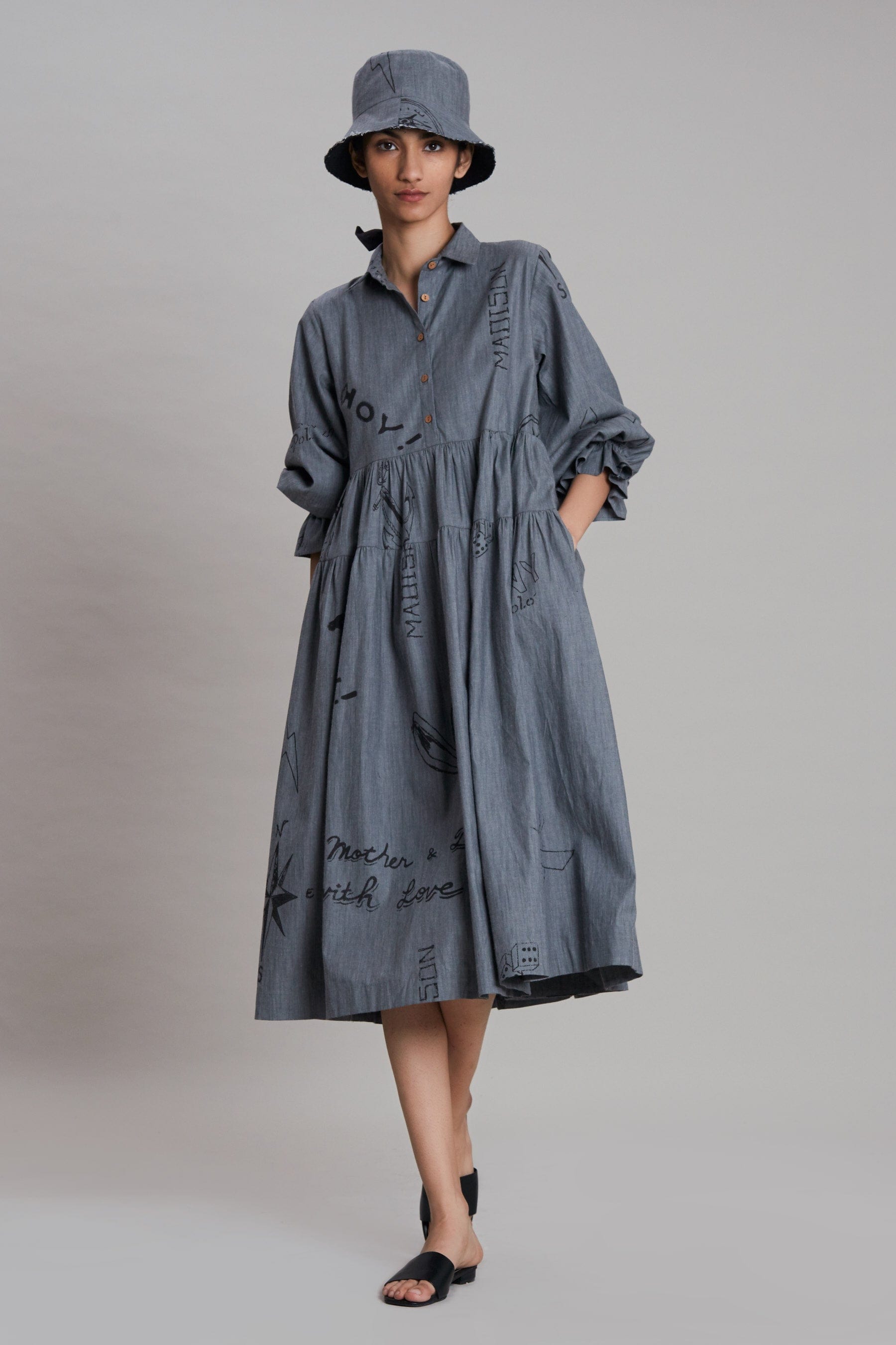 Buy Handwoven Pure Cotton Tiered Dress by MATI-Sustainable & Ethical Luxury  Brand