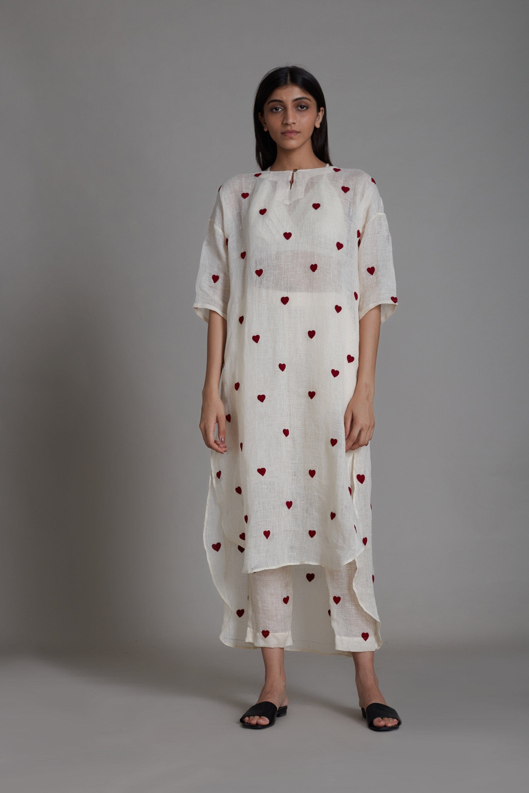 Handcrafted from Pure Linen Embroidered White Tunic Dress for Women by Sustainable Fashion Clothing Label MATI