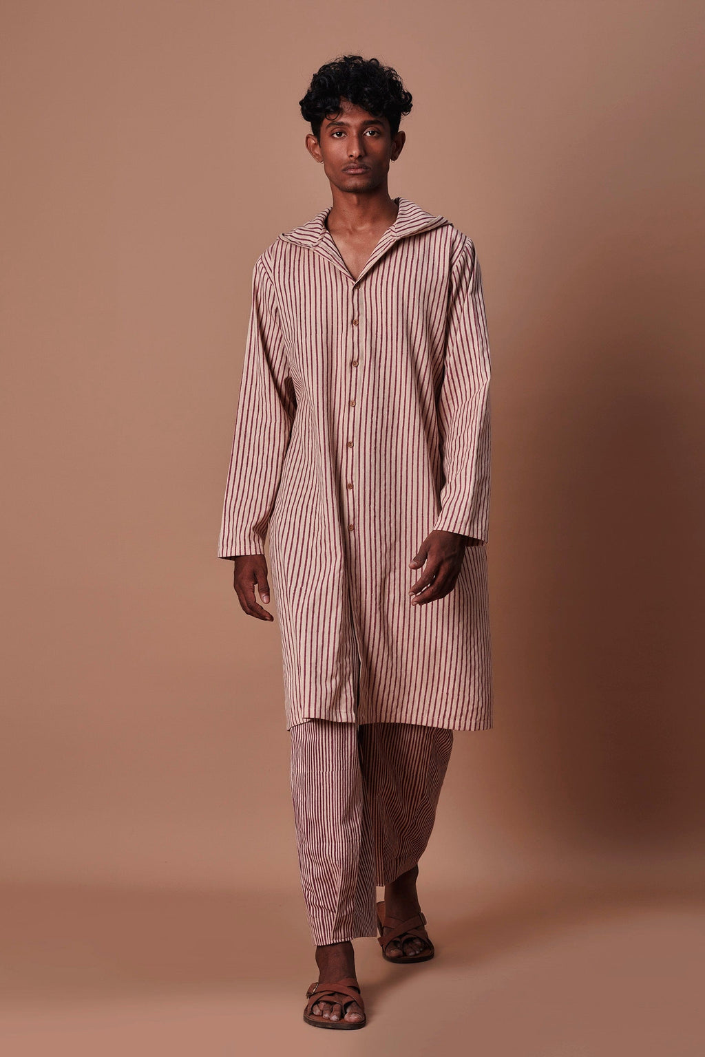 Mati Outfit Sets Mati Men's Hooded Mauve Striped Set (2 pcs)
