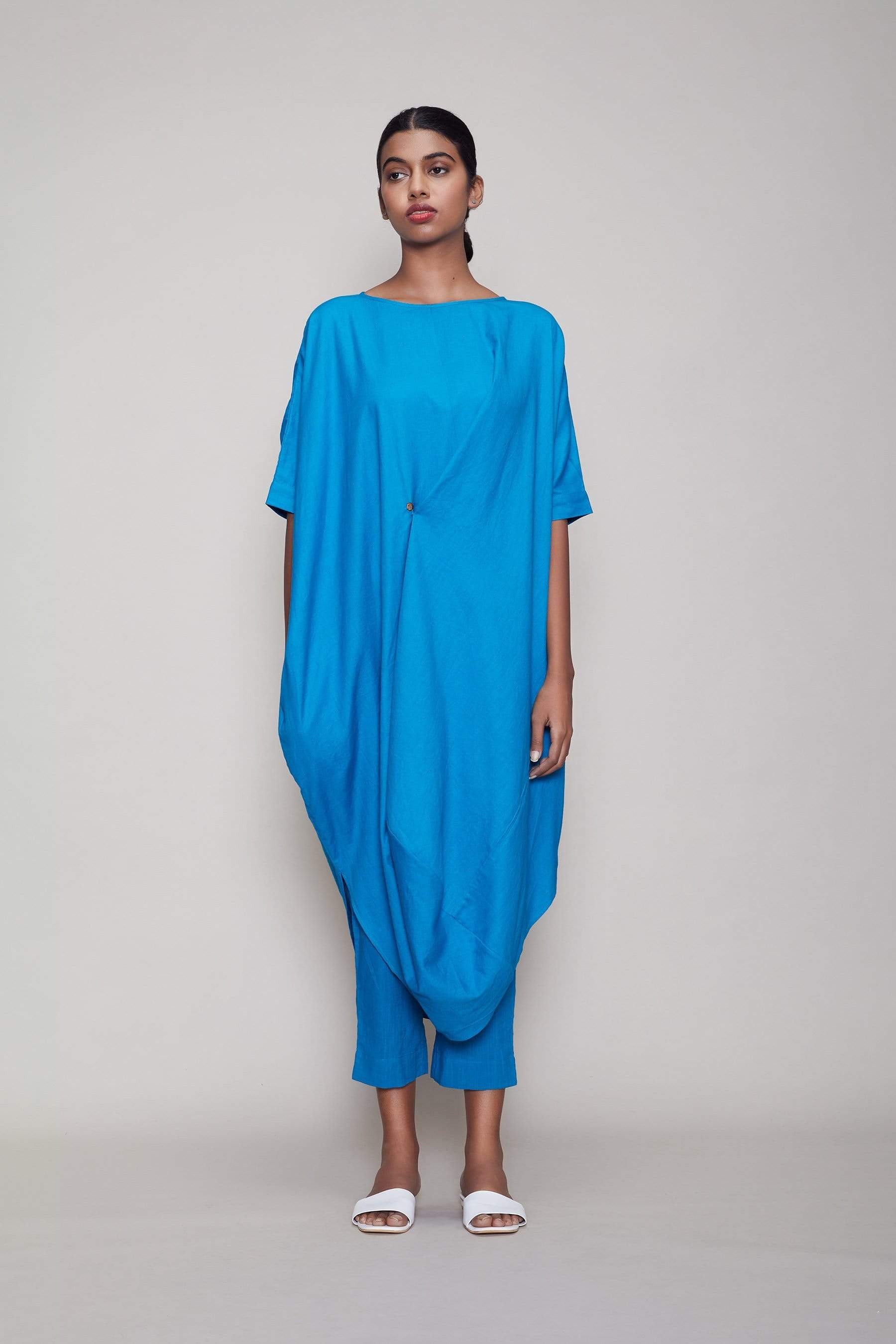 Mati SEPERATES Mati Cowl Button Tunic Set - Blue