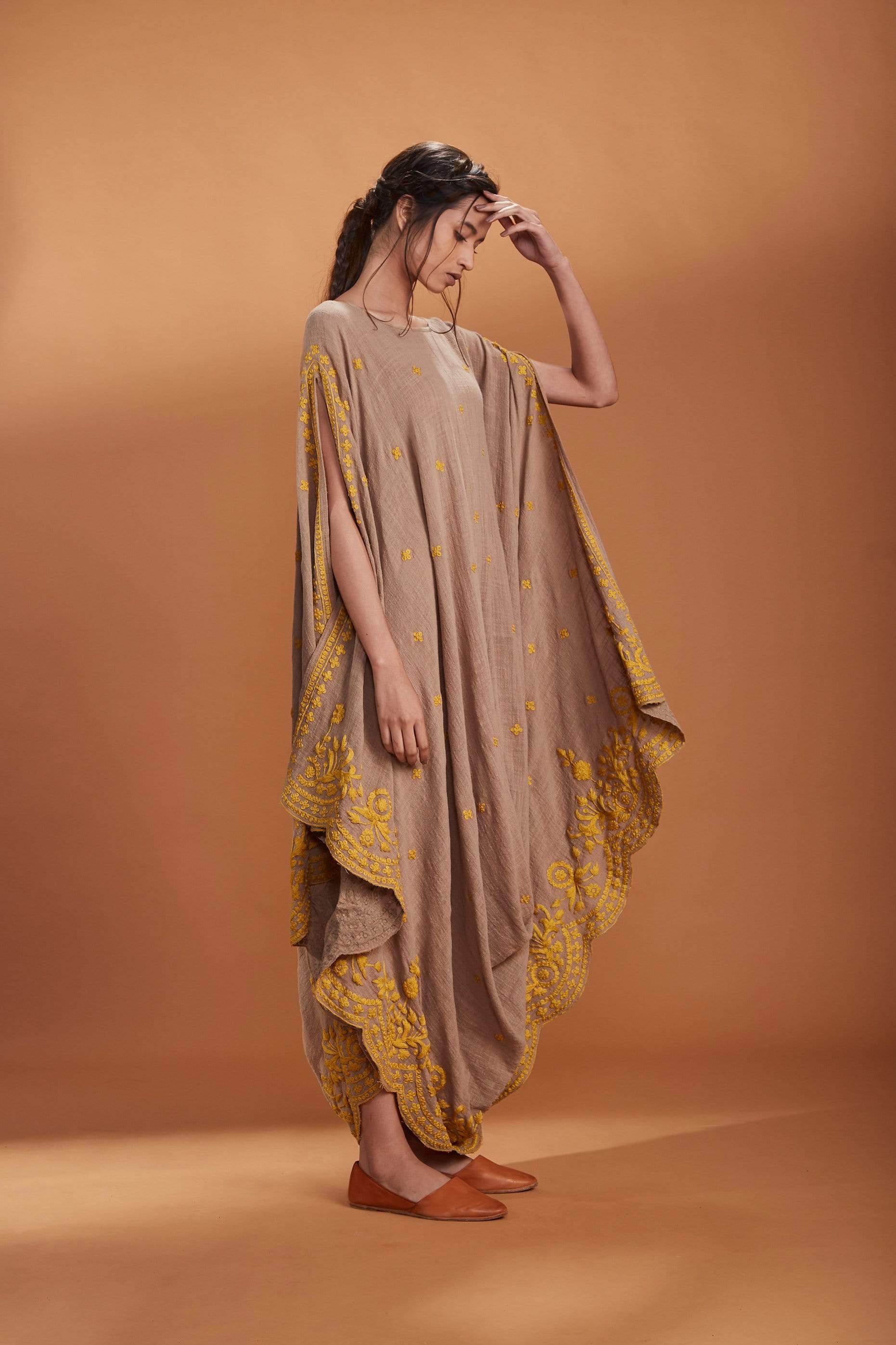 Mati SEPERATES MATI EMB COWL DRESS KHAKI