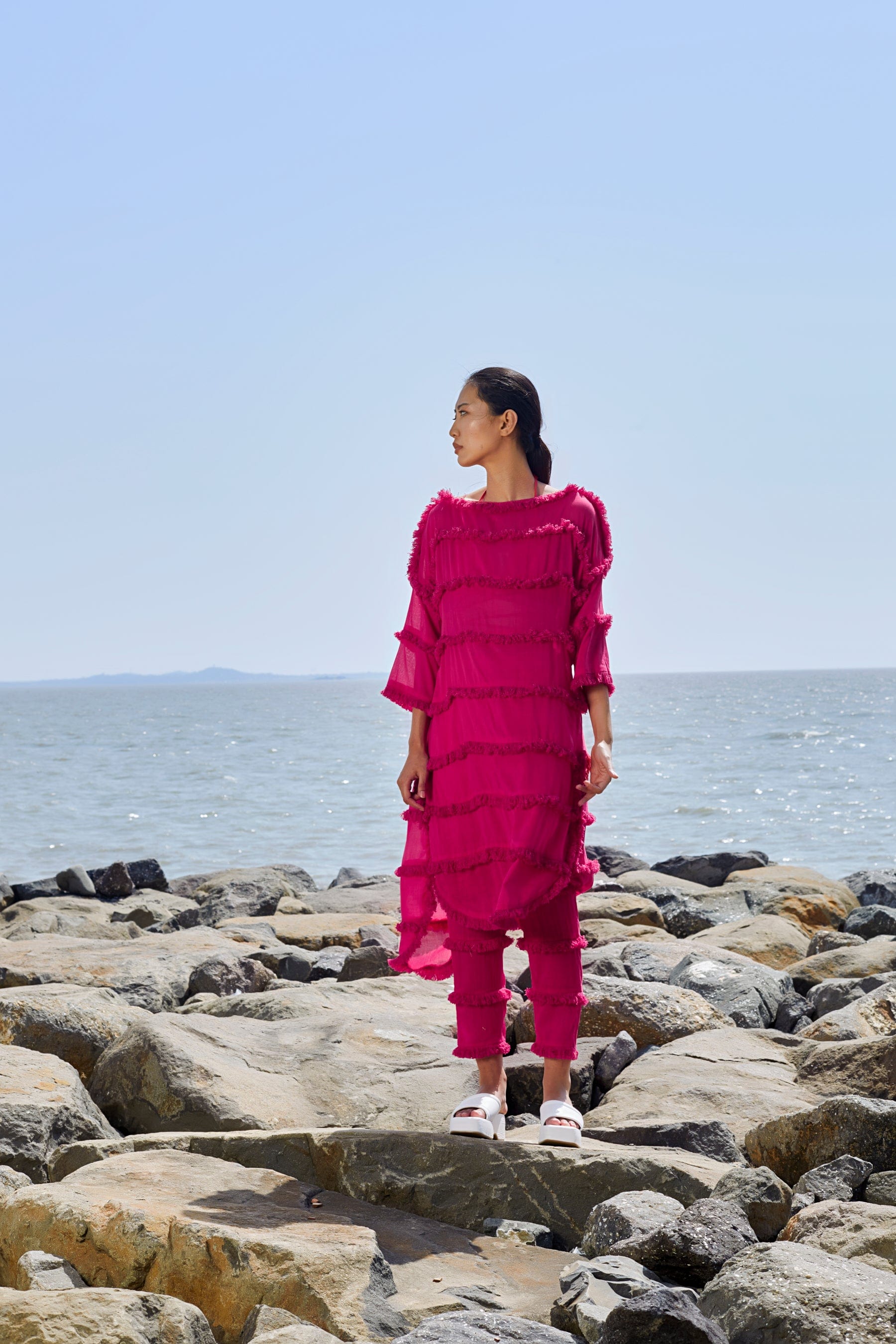 Mati SEPERATES Pink Tassle Tier Tunic Set
