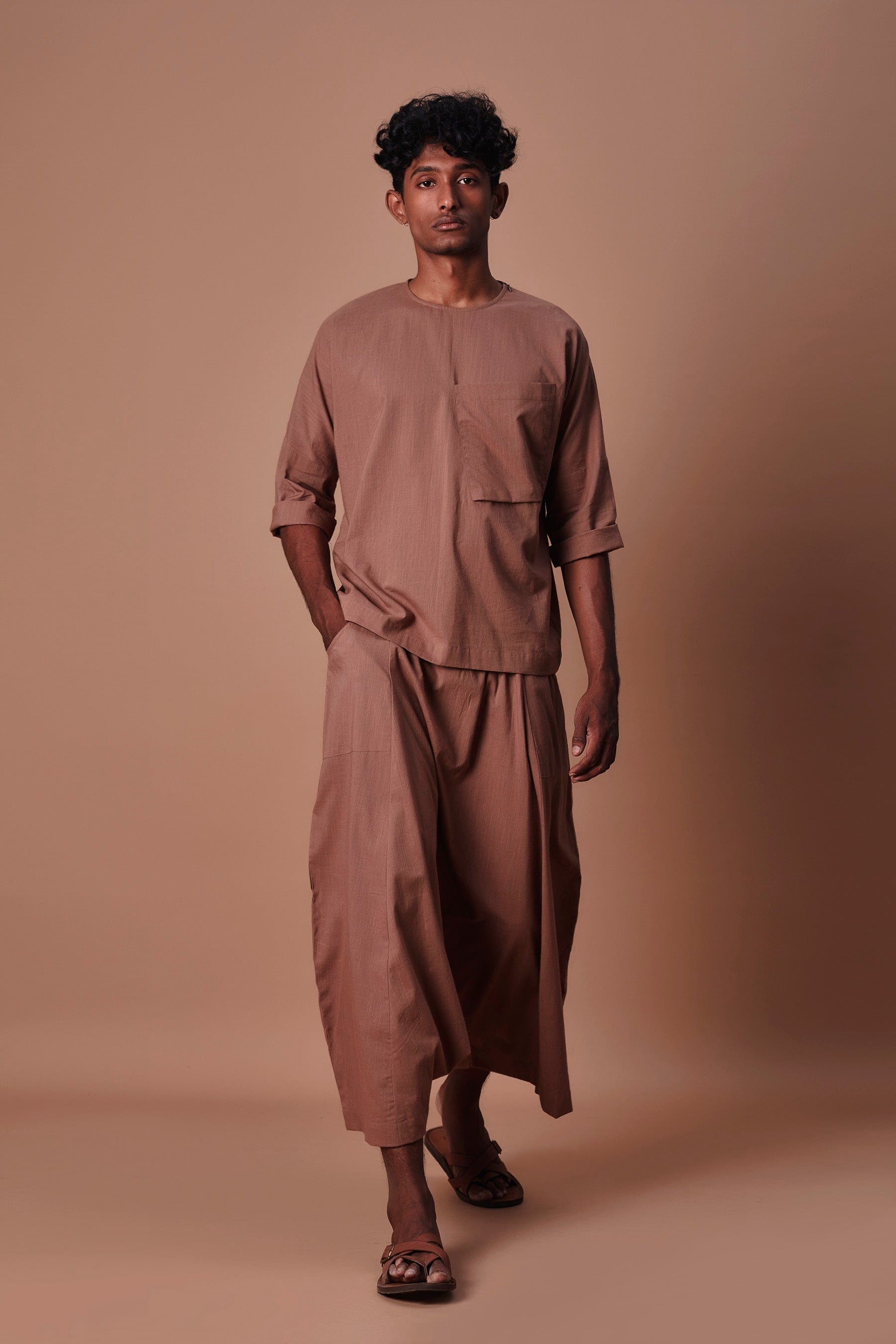 Mati Shirts & Tops Mati Brown Cross Pocket Top