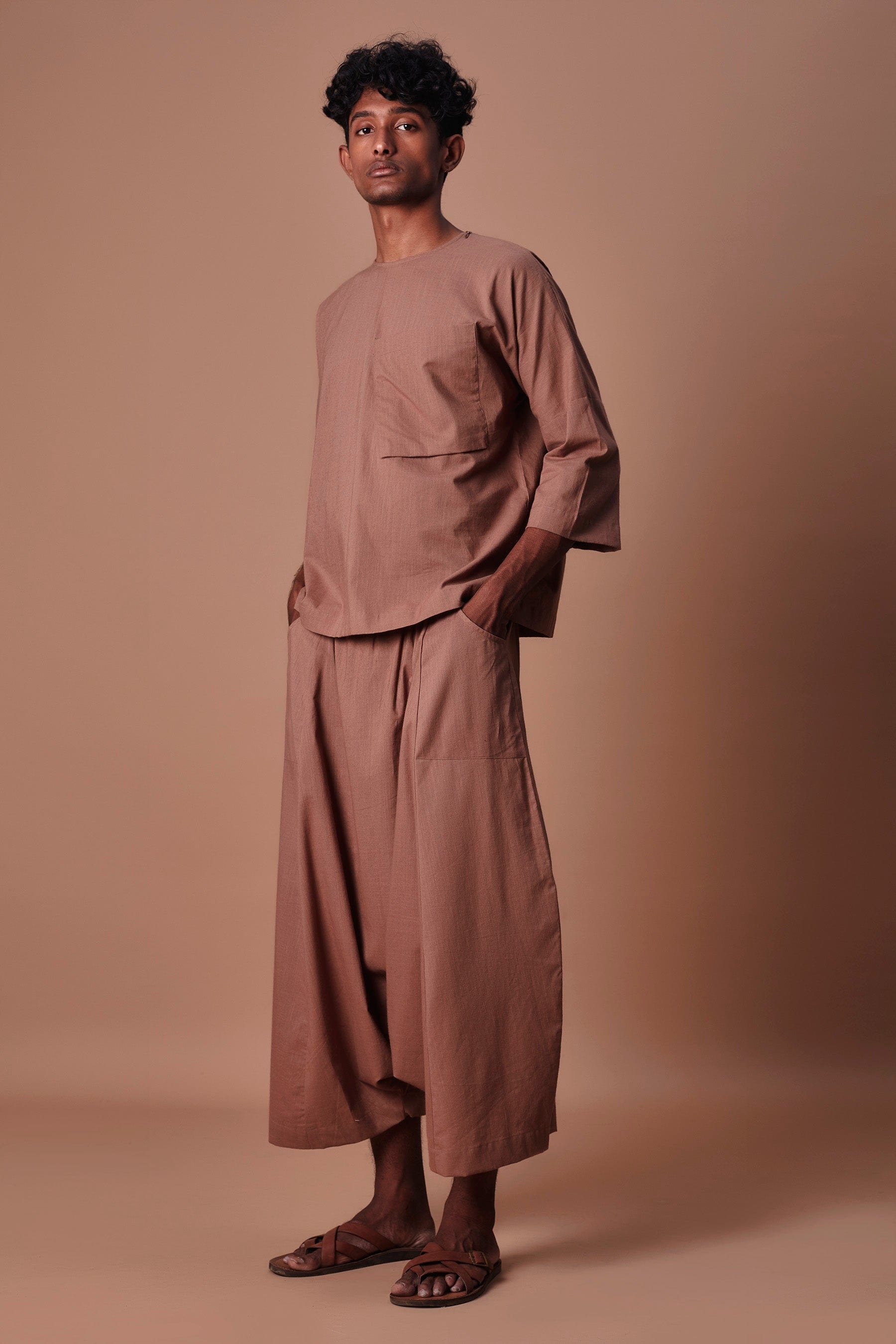 Mati Shirts & Tops Mati Brown Cross Pocket Top