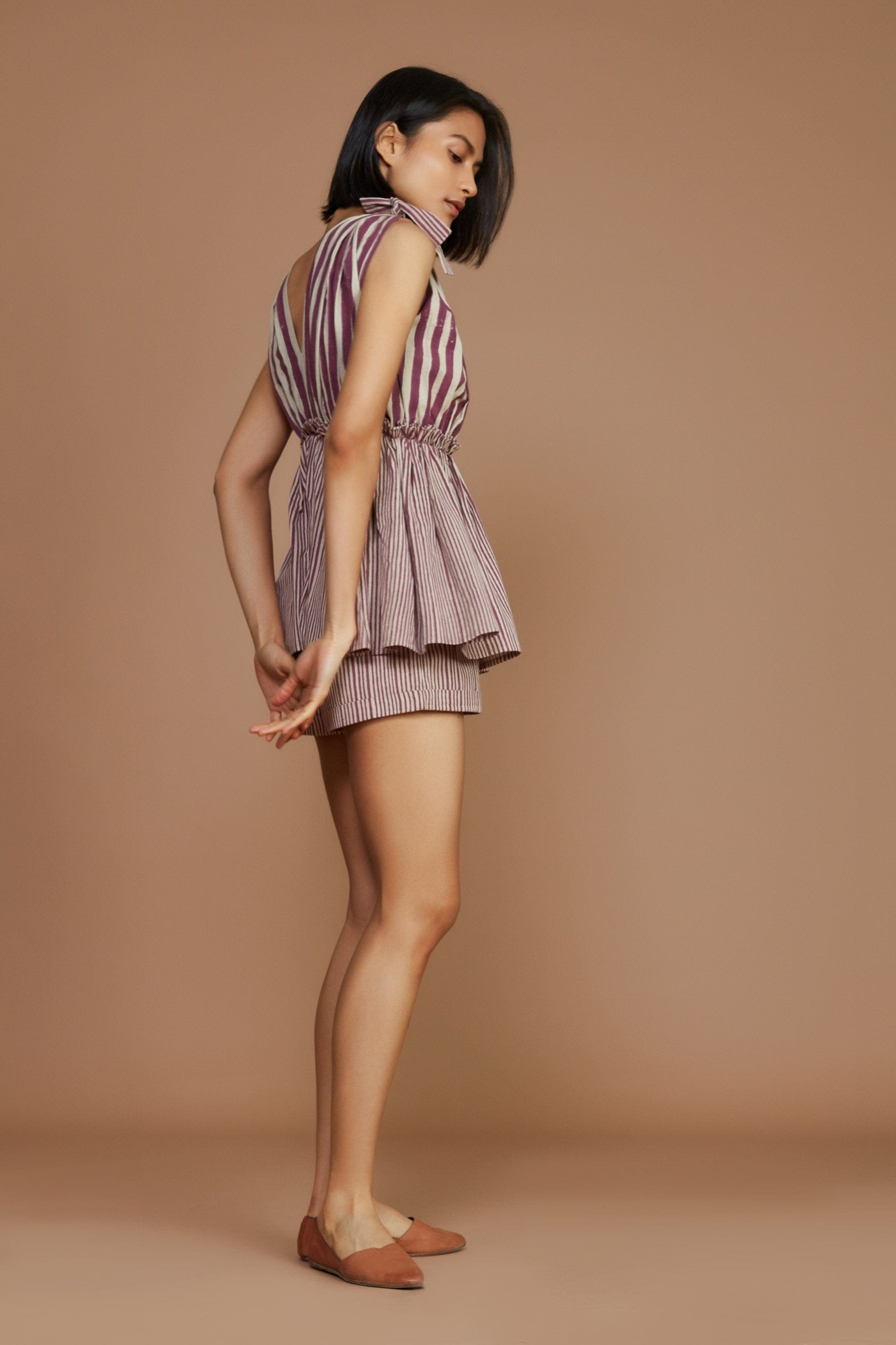 Mati Shorts Ivory With Mauve Striped PL Shorts