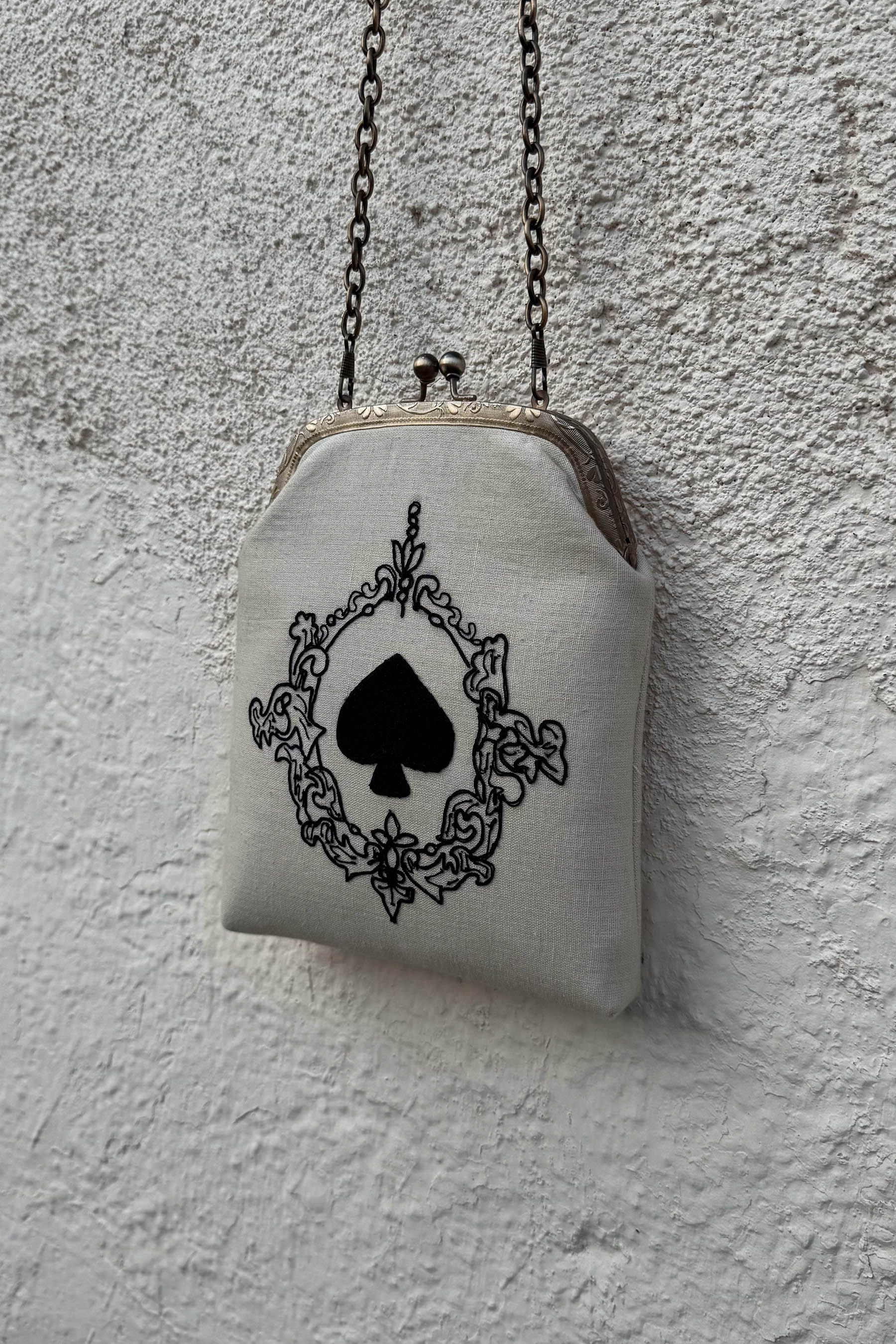 Mati Accessories Medium / Oatmeal / Linen Taash 2 Big Spade Oatmeal Clutch