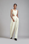 Mati Bottoms Off-White Long Pleated Trouser