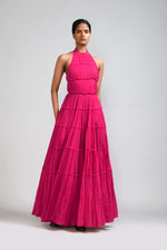 Mati Bottoms Pink Backless Tiered Gown