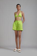 Mati Bottoms XS Neon Green Overlap Bralette & Shorts Set (2 PCS)
