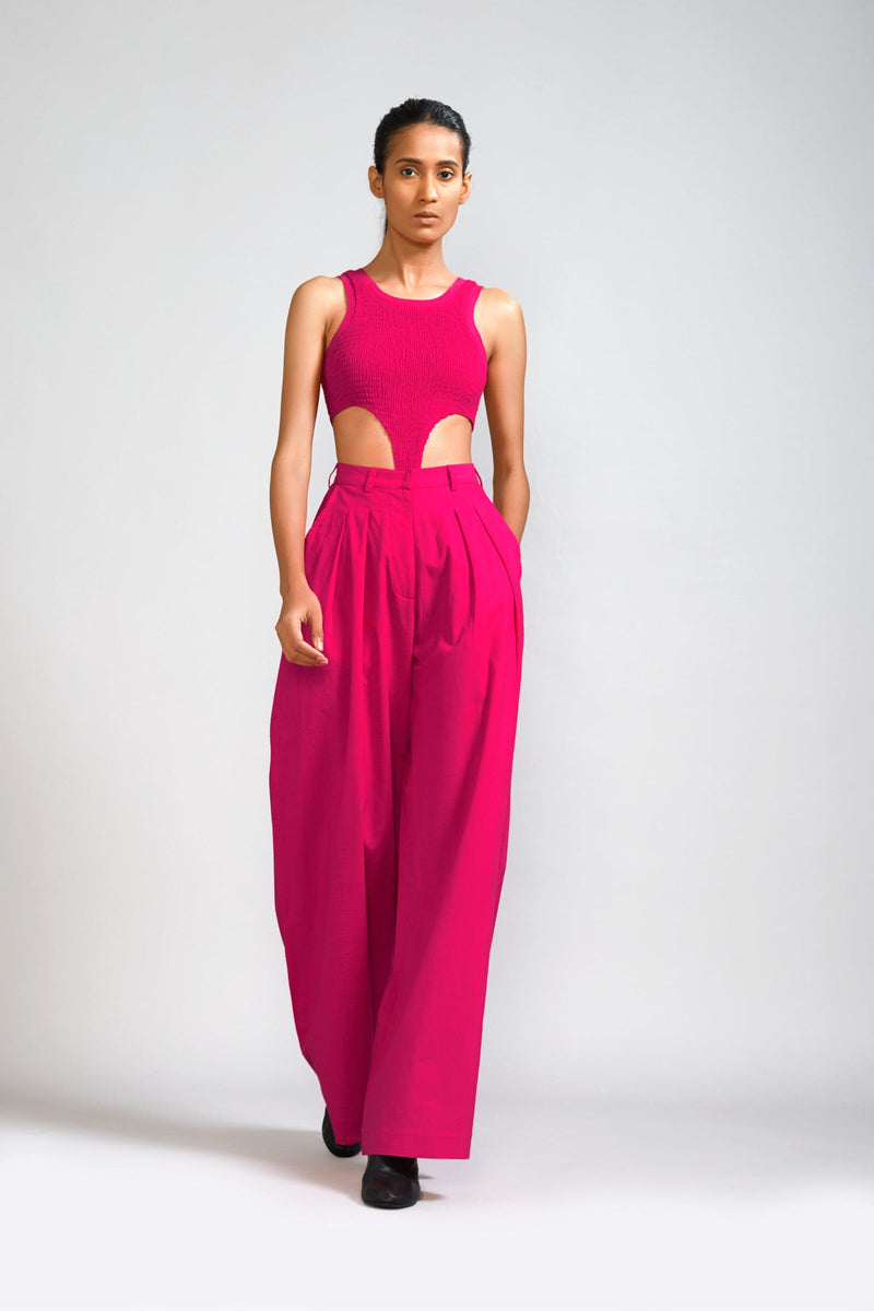 Mati Bottoms Pink Long Pleated Trouser