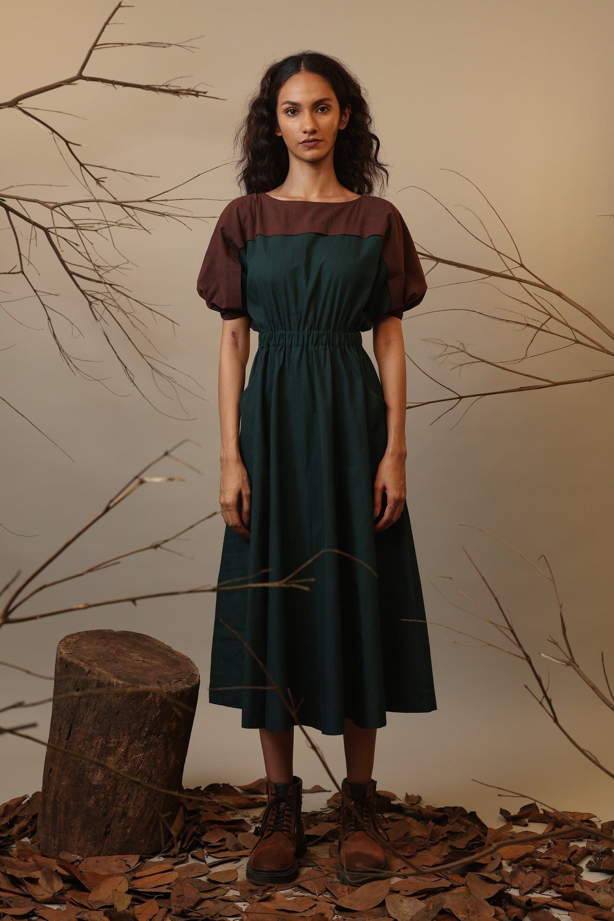 CB Green Brown Sphara Dress - Main Image