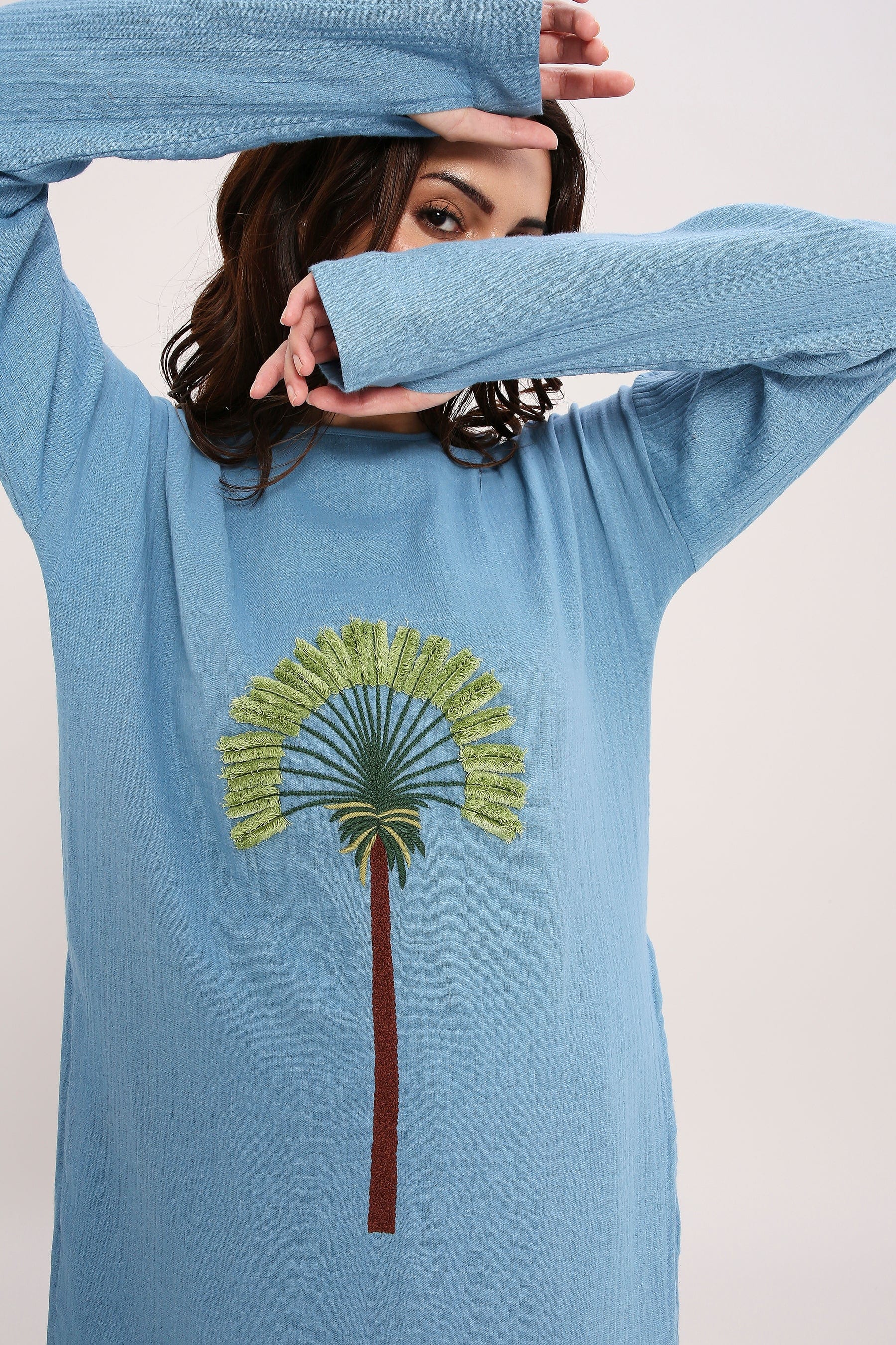 Mati Coco Blue & Green Embroidered Co-Ord Set (2 PCS)