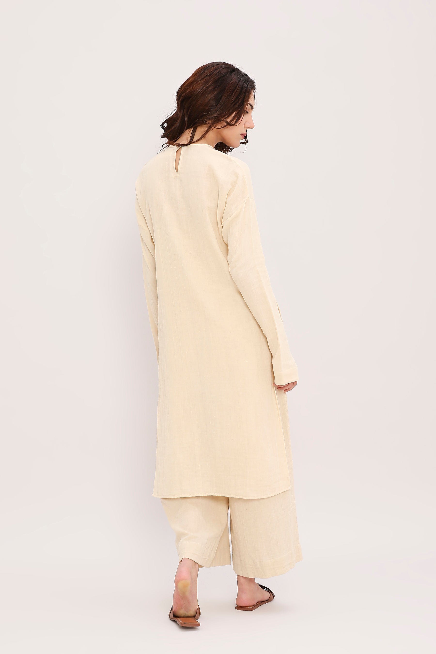 Coco Cream Floral Embroidered Co-Ord Set Back View by MATI