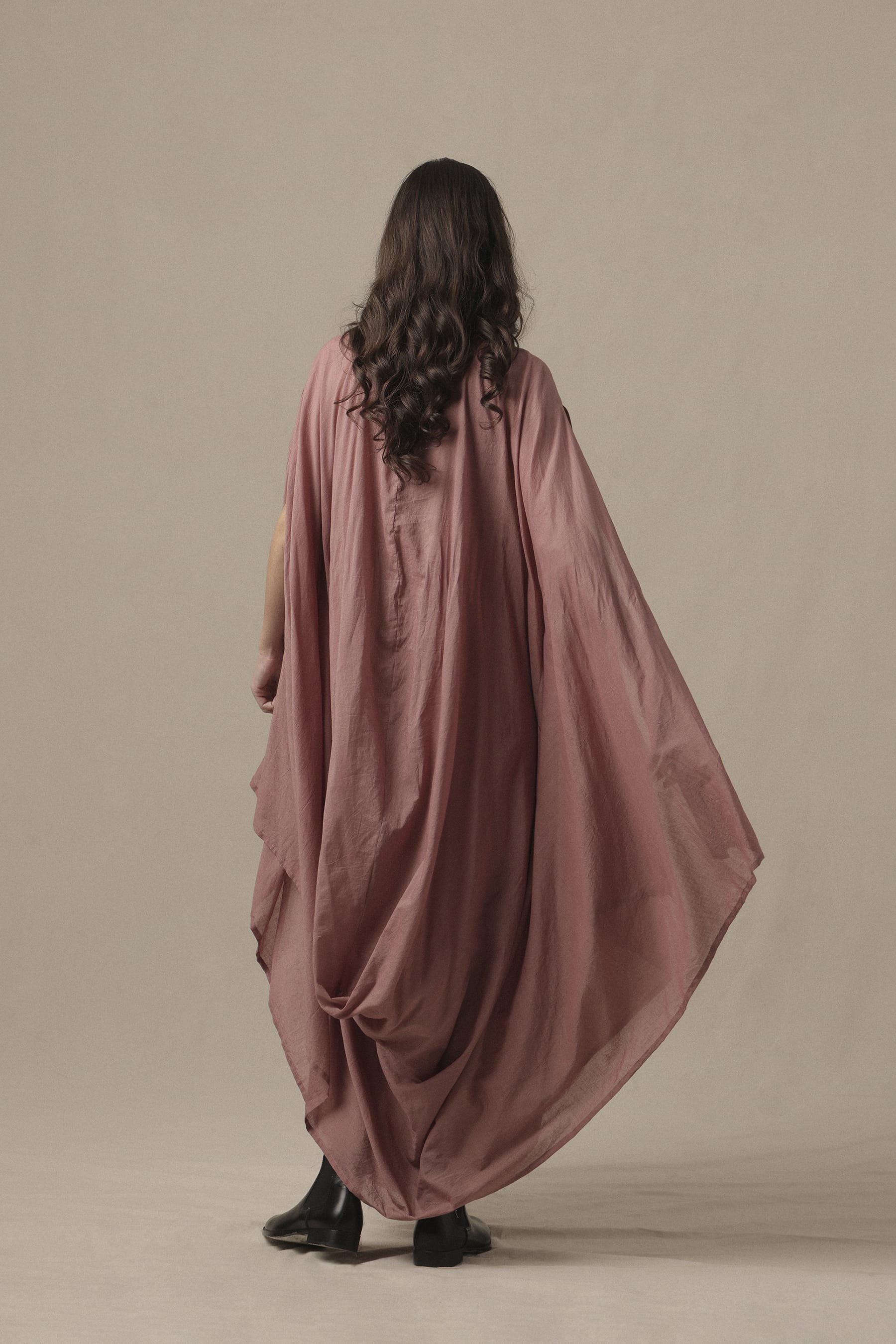 Mati Dresses Belted Blush Cowl Dress