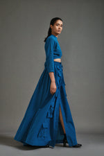 Mati Dresses Blue Crop Top and Cargo Skirt Set