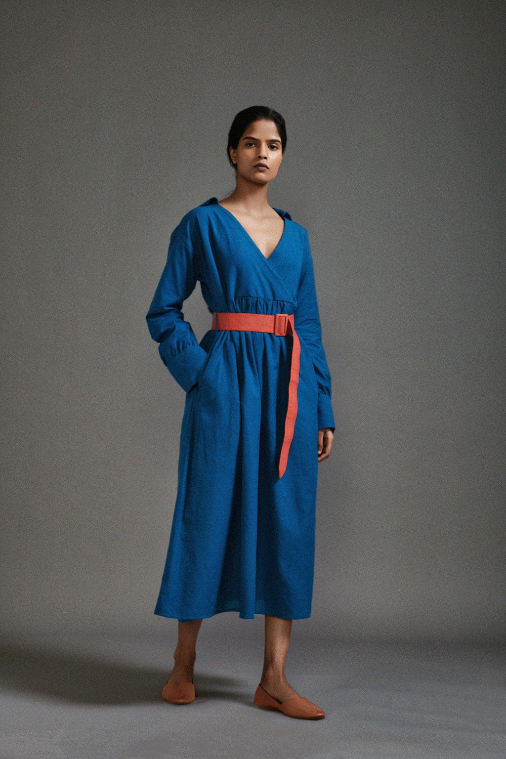 Mati Dresses Blue Safari Belted Dress