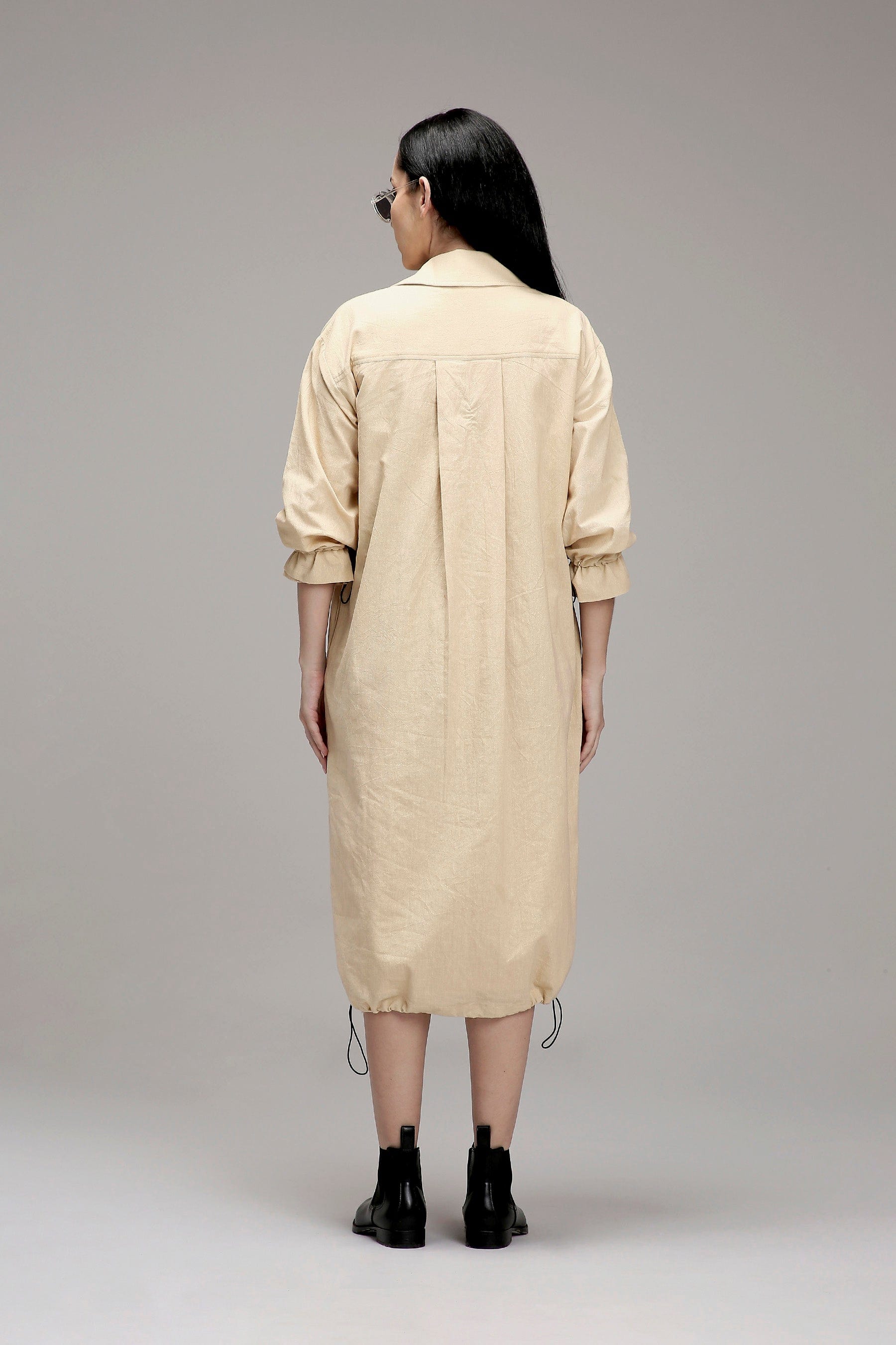 Mati Dresses Egg-Shell Elasticated Shirt Dress