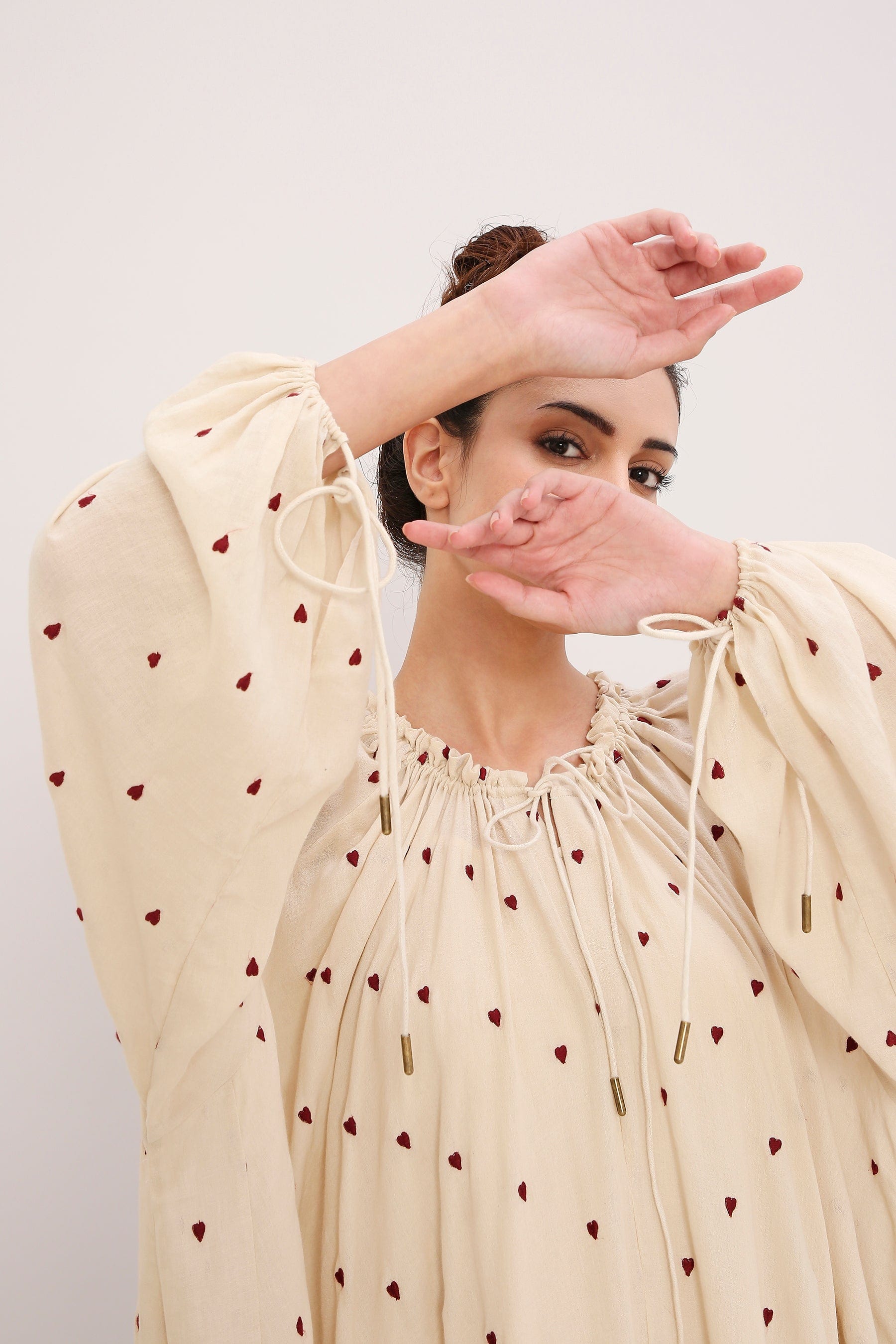 Coco Cream Heart Moss Frill Dress