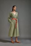 Mati Dresses Green Safari Belted Dress