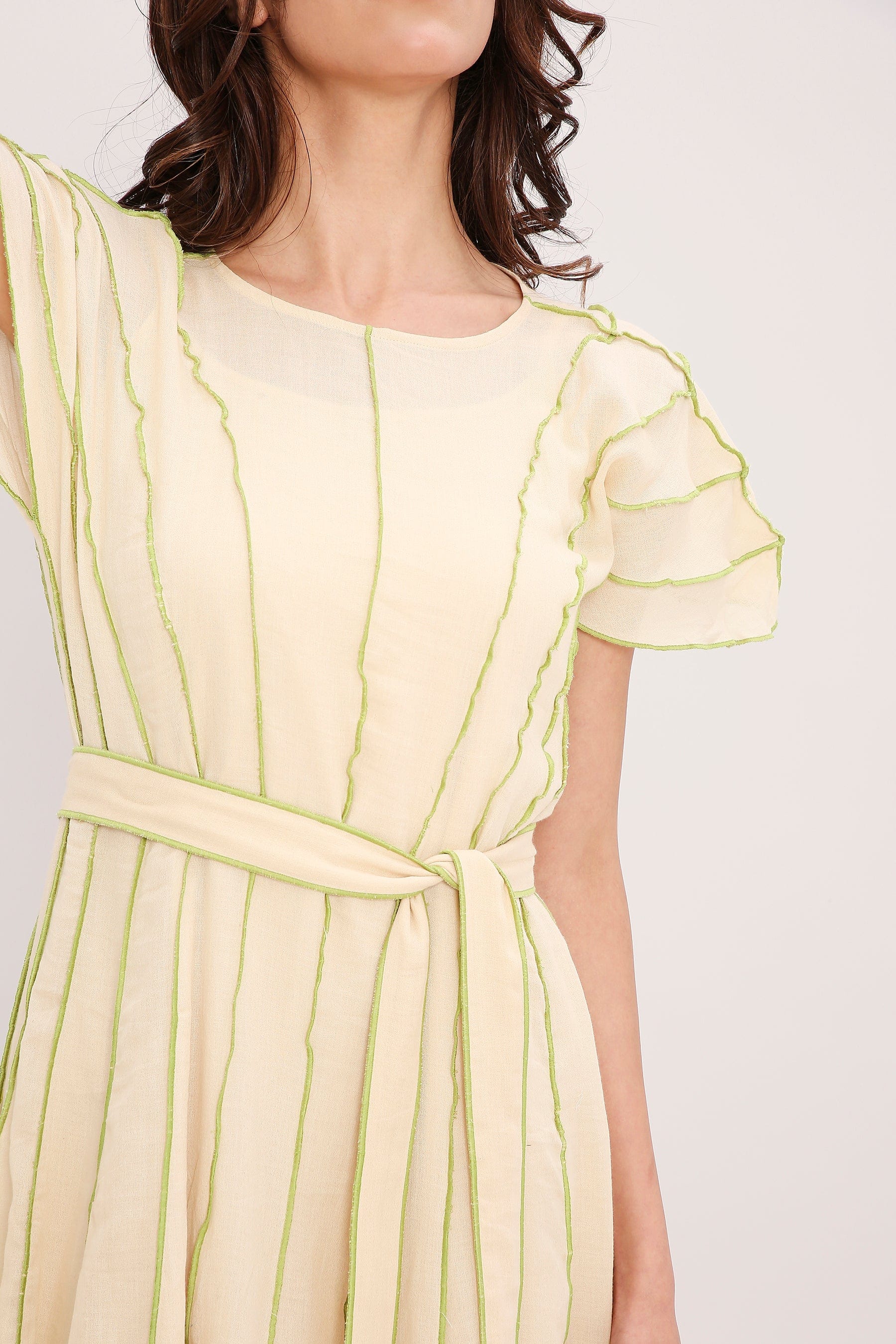 Mati Dresses XS Coco Cream Moss Panelled Dress