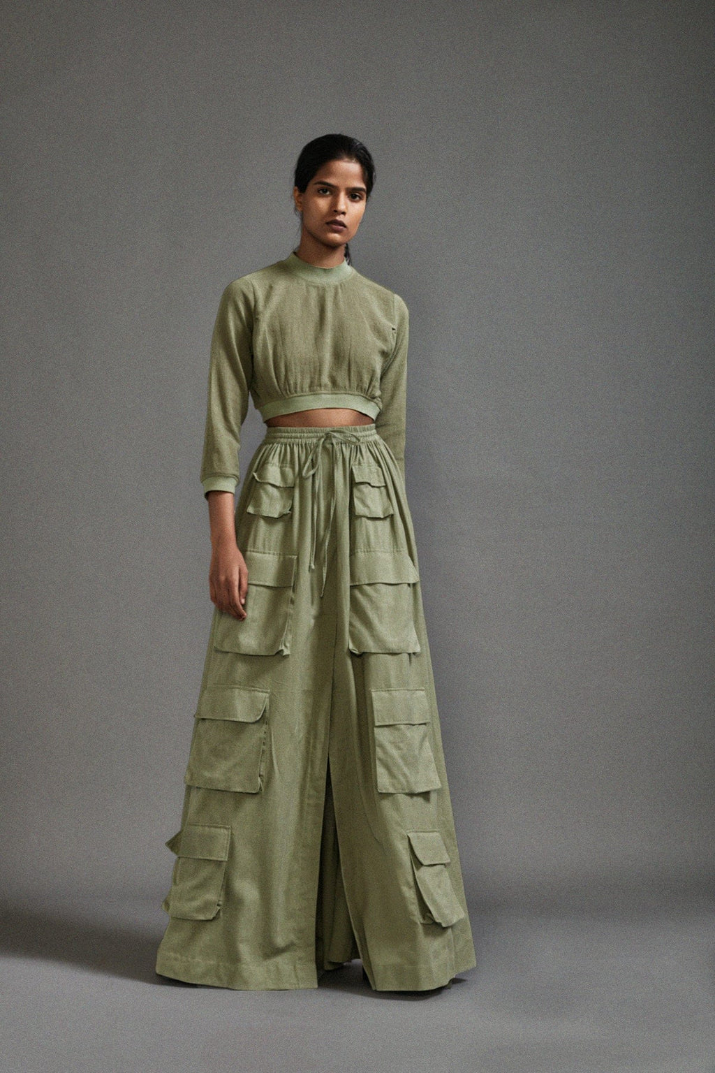 Mati Dresses XS Green Crop Top and Cargo Skirt Set