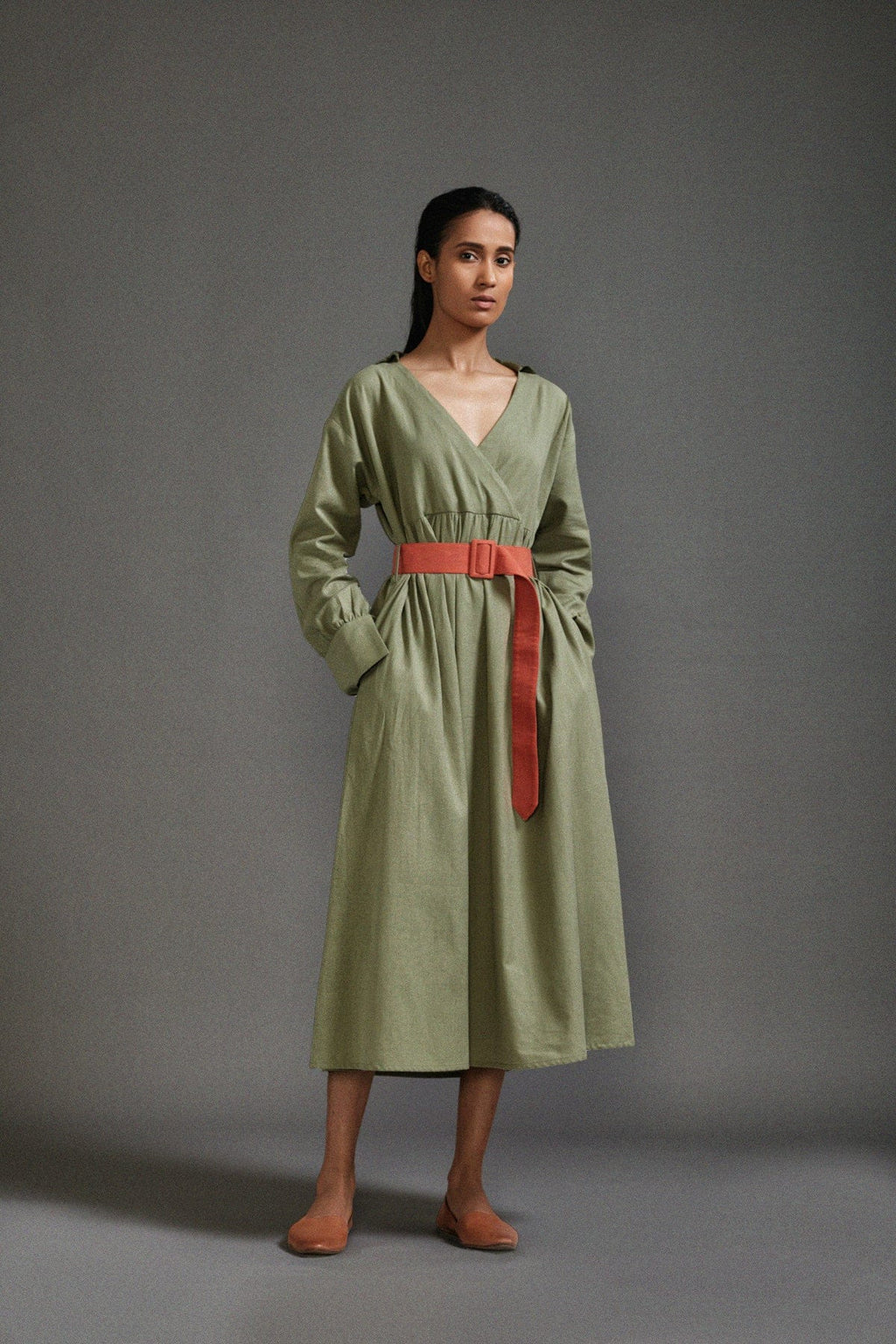 Mati Dresses XS Green Safari Belted Dress