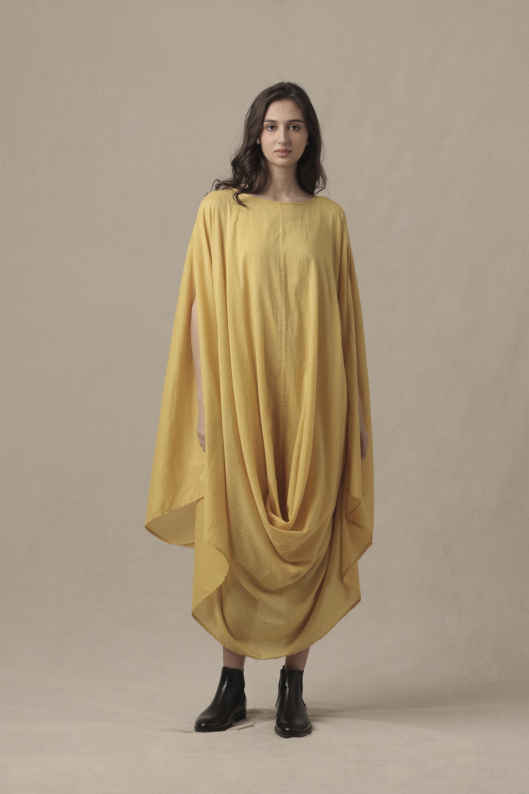 Mati Dresses XS Yellow Cowl Dress