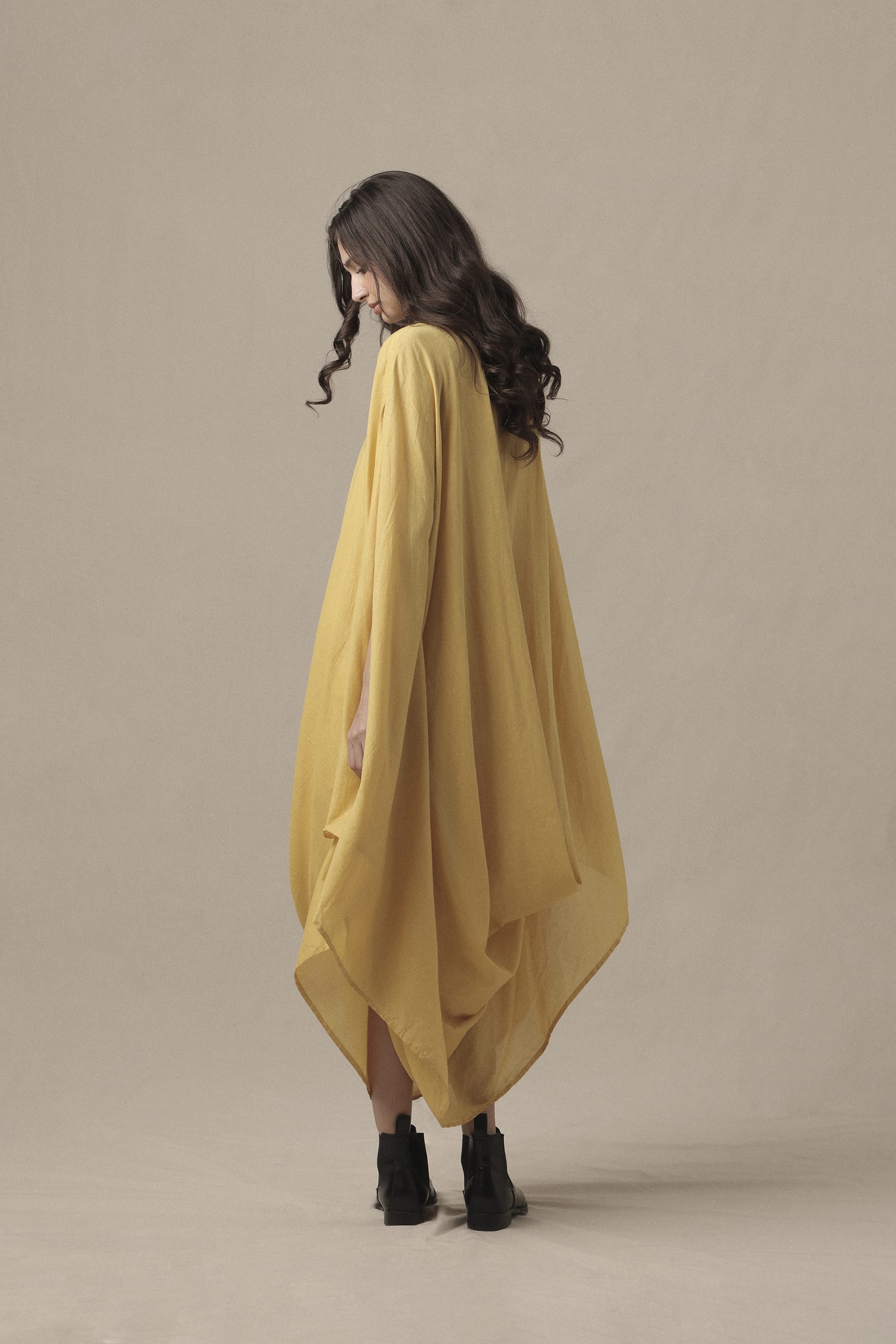 Mati Dresses Yellow Cowl Dress