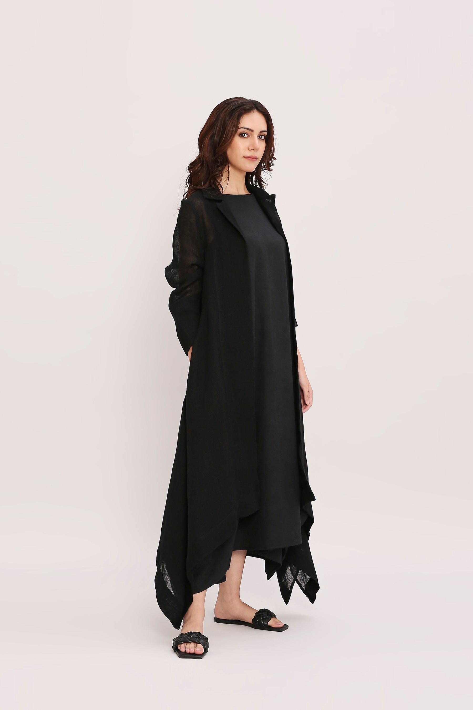 Mati JACKET Black Linen Trench Koza Jacket