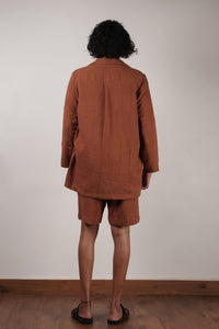 Mati JACKET Men's Crush Cotton Brown Shawl Jacket