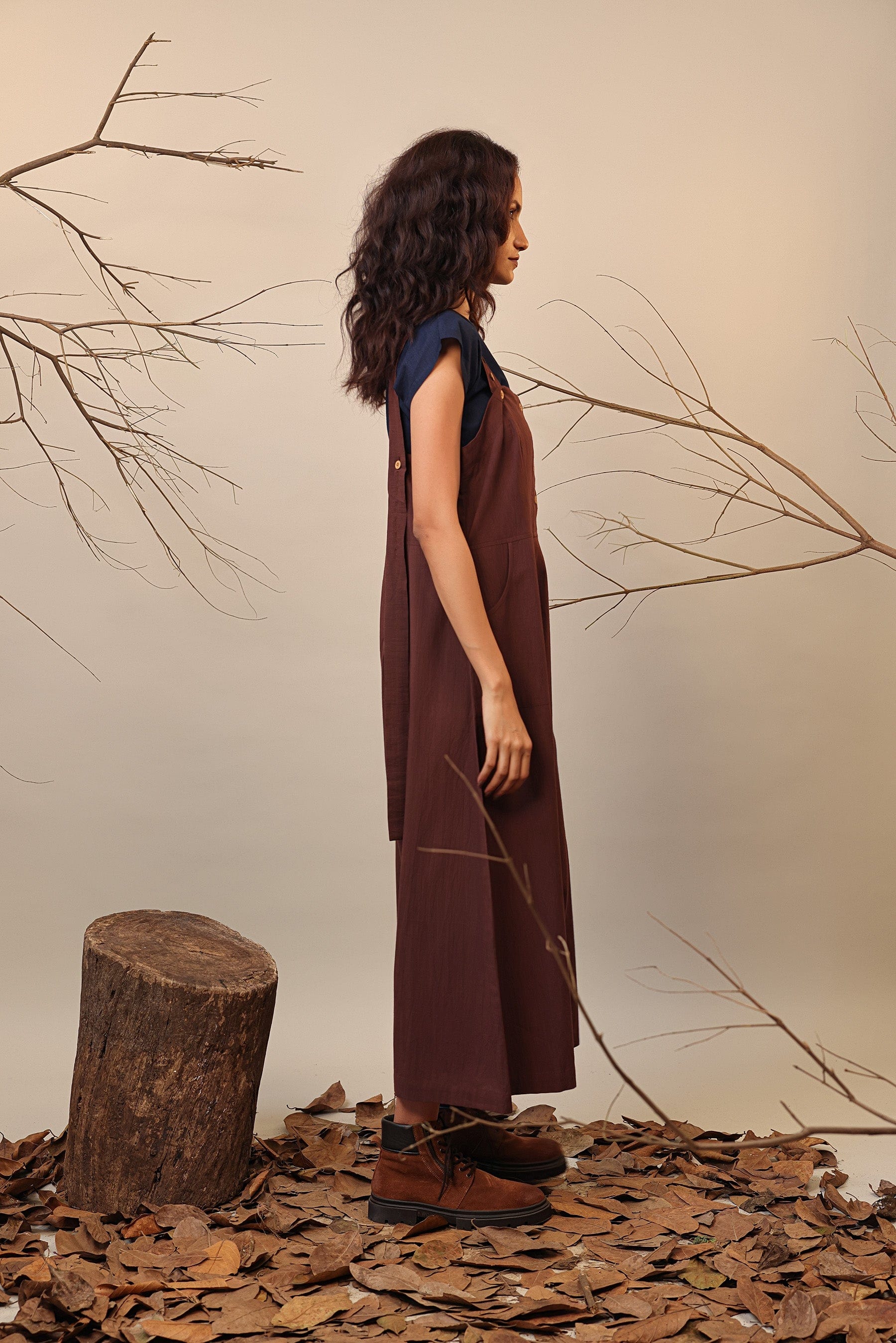Buy Handwoven Pure Cotton Dungaress by MATI-Sustainable & Ethical