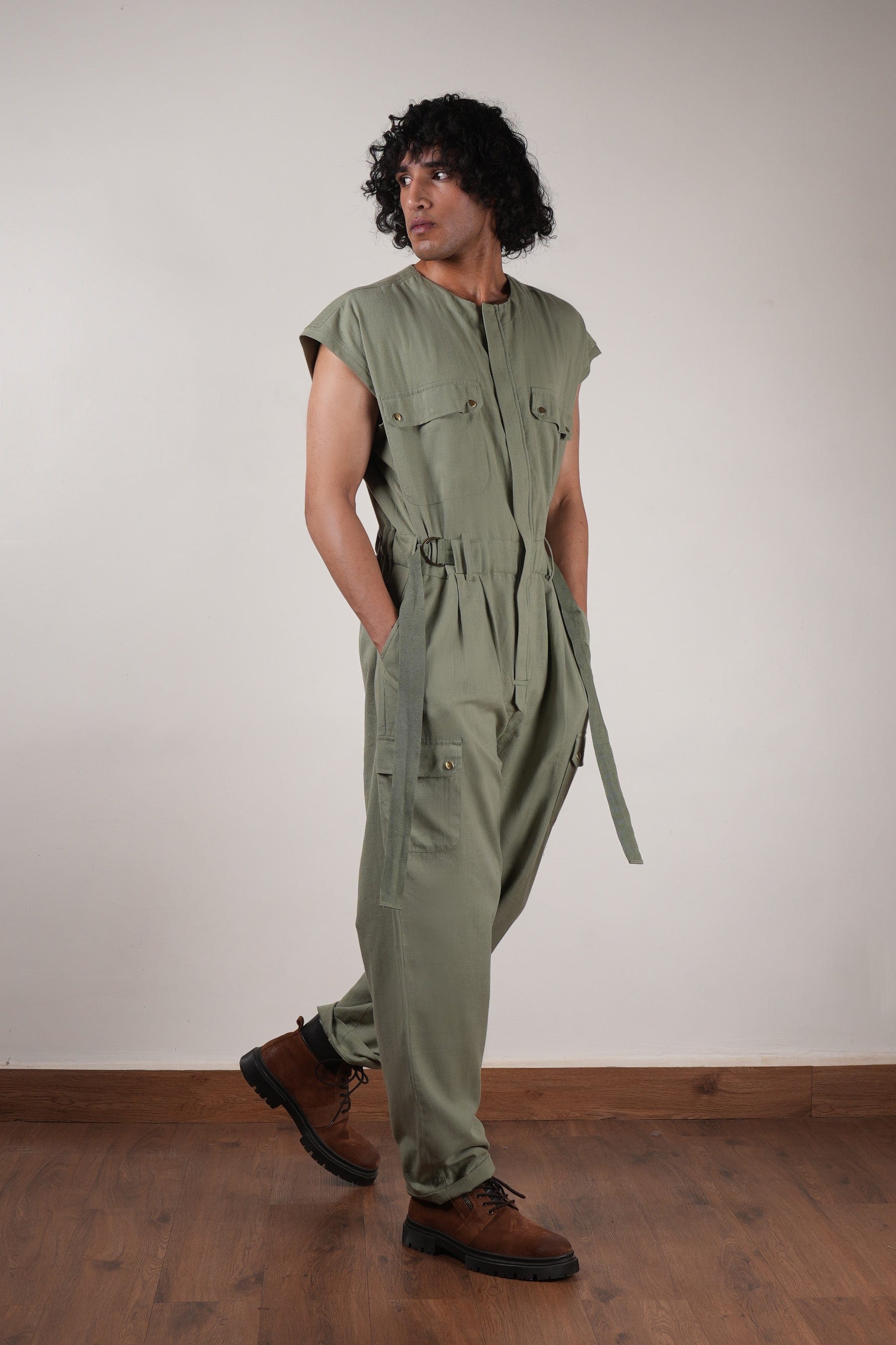 Buy Handwoven Pure Cotton Jumpsuit by MATI-Sustainable & Ethical