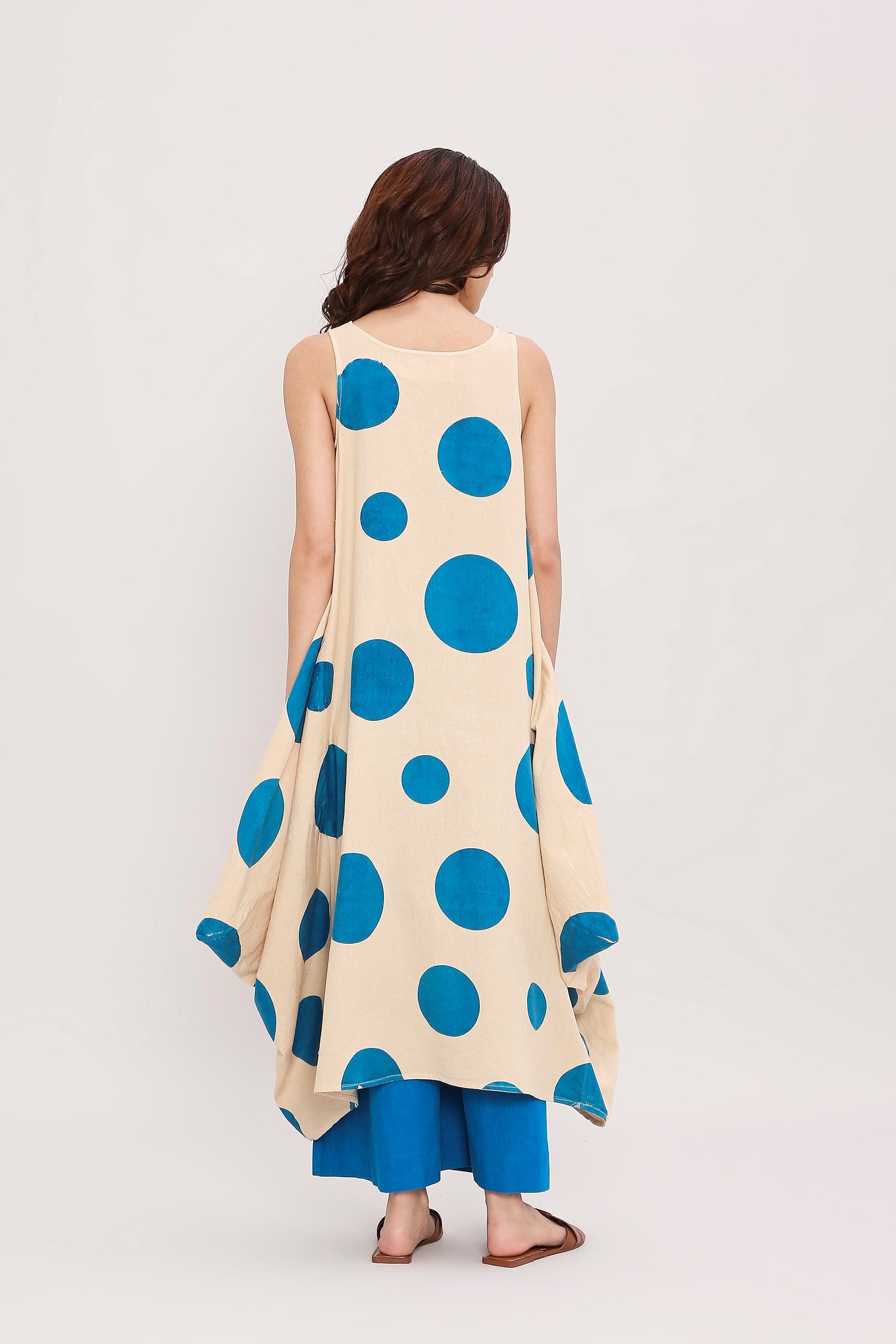 Mati Outfit Sets Blue Hand Block Printed Polka Vari Co-Ord Set (2 PCS)