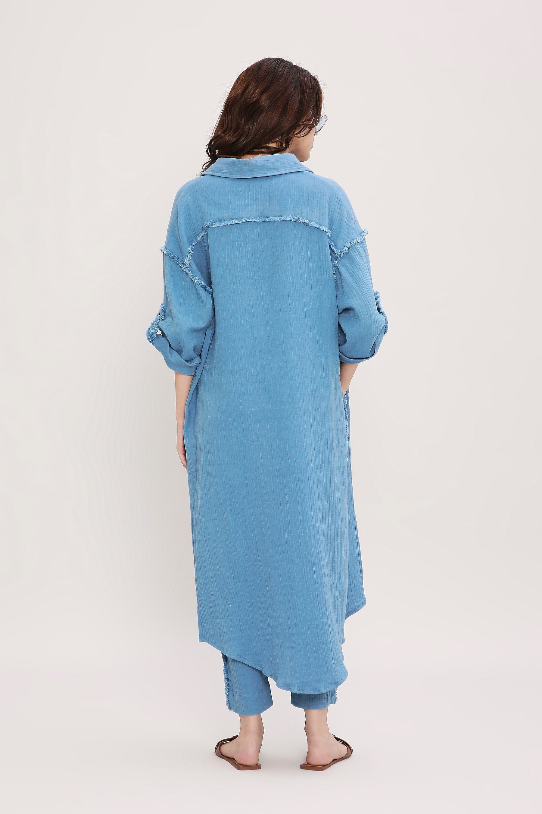 Mati Outfit Sets Coco Blue Fringed Shirt Set (2 PCS)