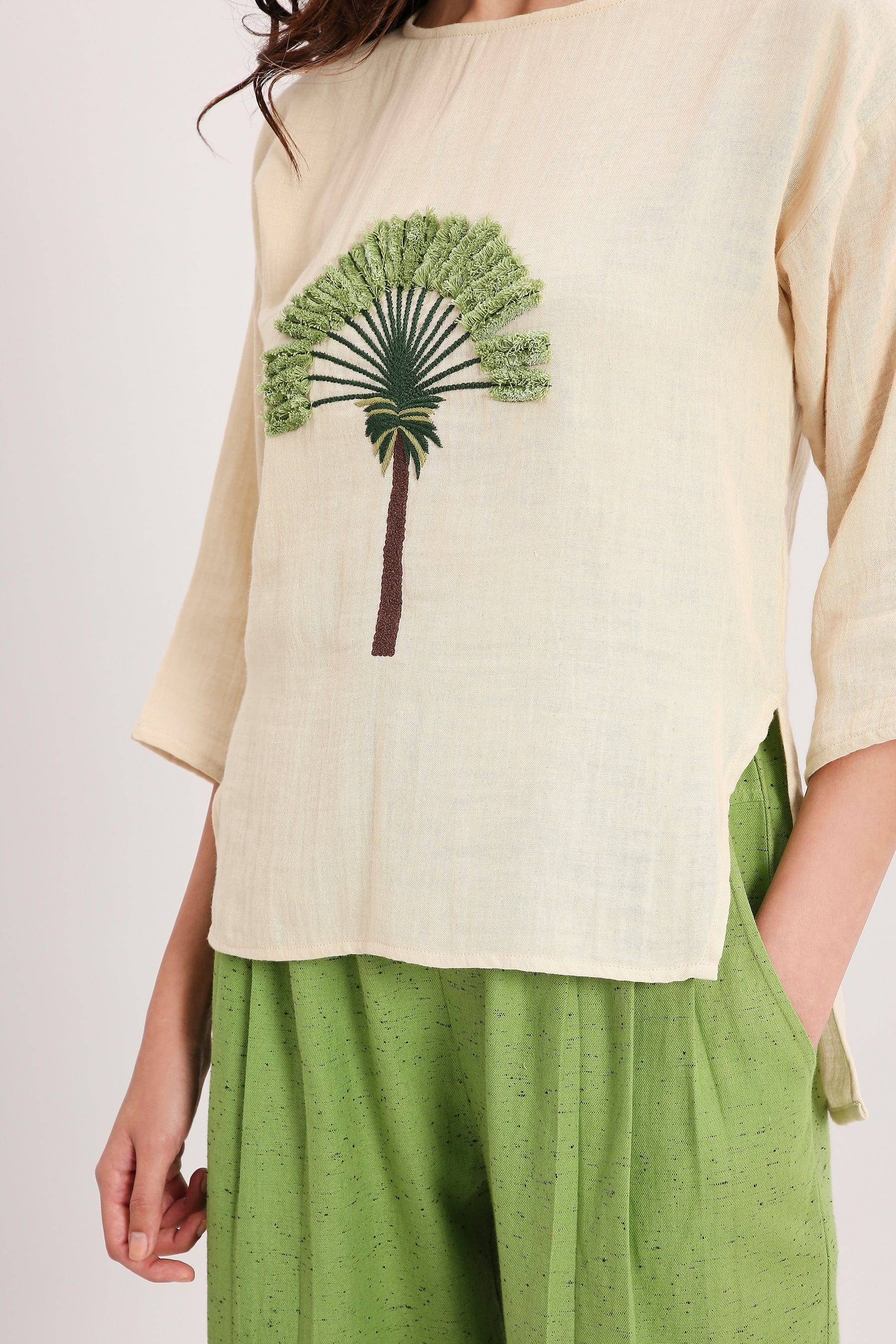 Mati Outfit Sets Coco Cream Embroidered Top & Pants Set (2 PCS)