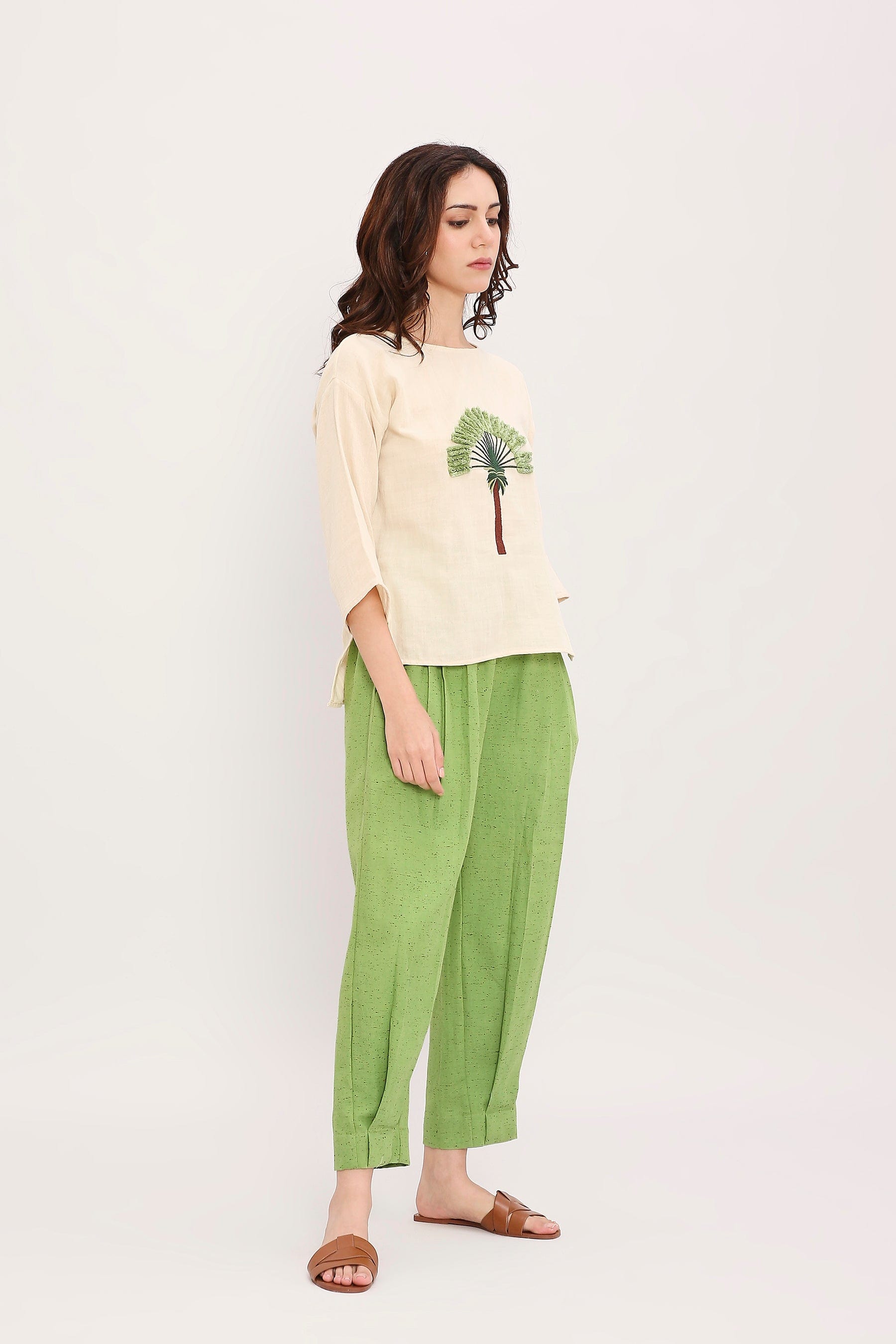 Mati Outfit Sets Coco Cream Embroidered Top & Pants Set (2 PCS)