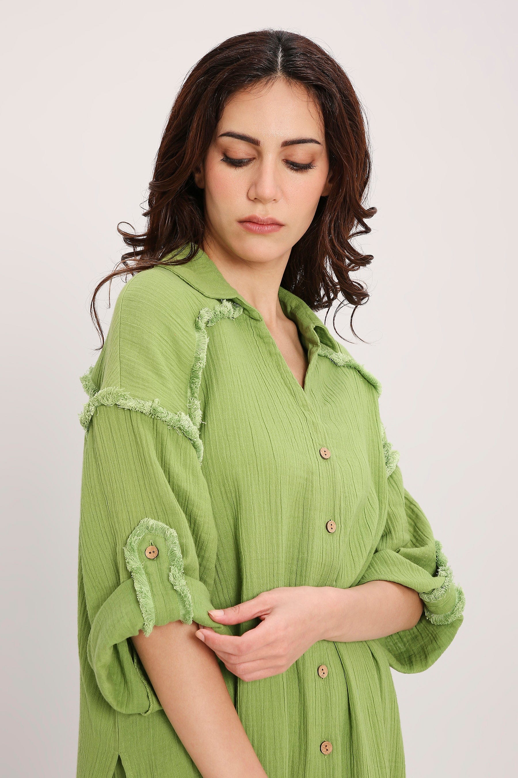 Mati Outfit Sets Coco Green Fringed Shirt Set (2 PCS)