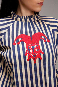 Mati Outfit Sets Egg-Shell Blue Striped Big Joker Tunic Set (2 PCS)