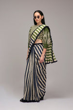 Mati Outfit Sets Egg-Shell Crop Top & Dual Striped Saree Set (2 PCS)