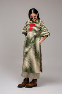 Mati Outfit Sets Egg-Shell Green Striped Big Joker Tunic Set (2 PCS)