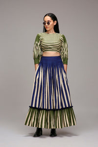 Mati Outfit Sets Egg-Shell Striped Crop Top & Skirt Set (2 PCS)