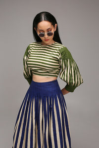 Mati Outfit Sets Egg-Shell Striped Crop Top & Skirt Set (2 PCS)