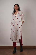 Handcrafted Organic Cotton and Linen Coord off-White and Red Set by Sustainable Clothing Label MATI