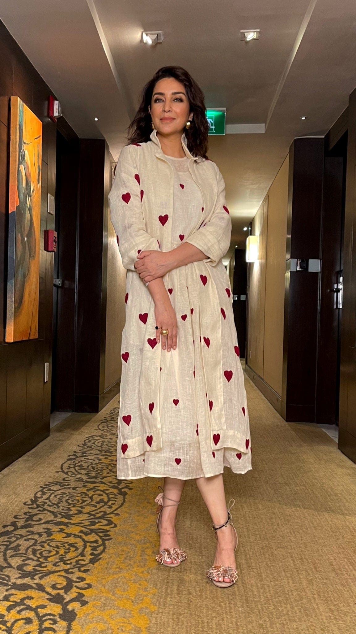 Handmade Pure Linen Offwhite Dress & Jacket Set with Thread Embroidery by Sustainable Clothing Label MATI