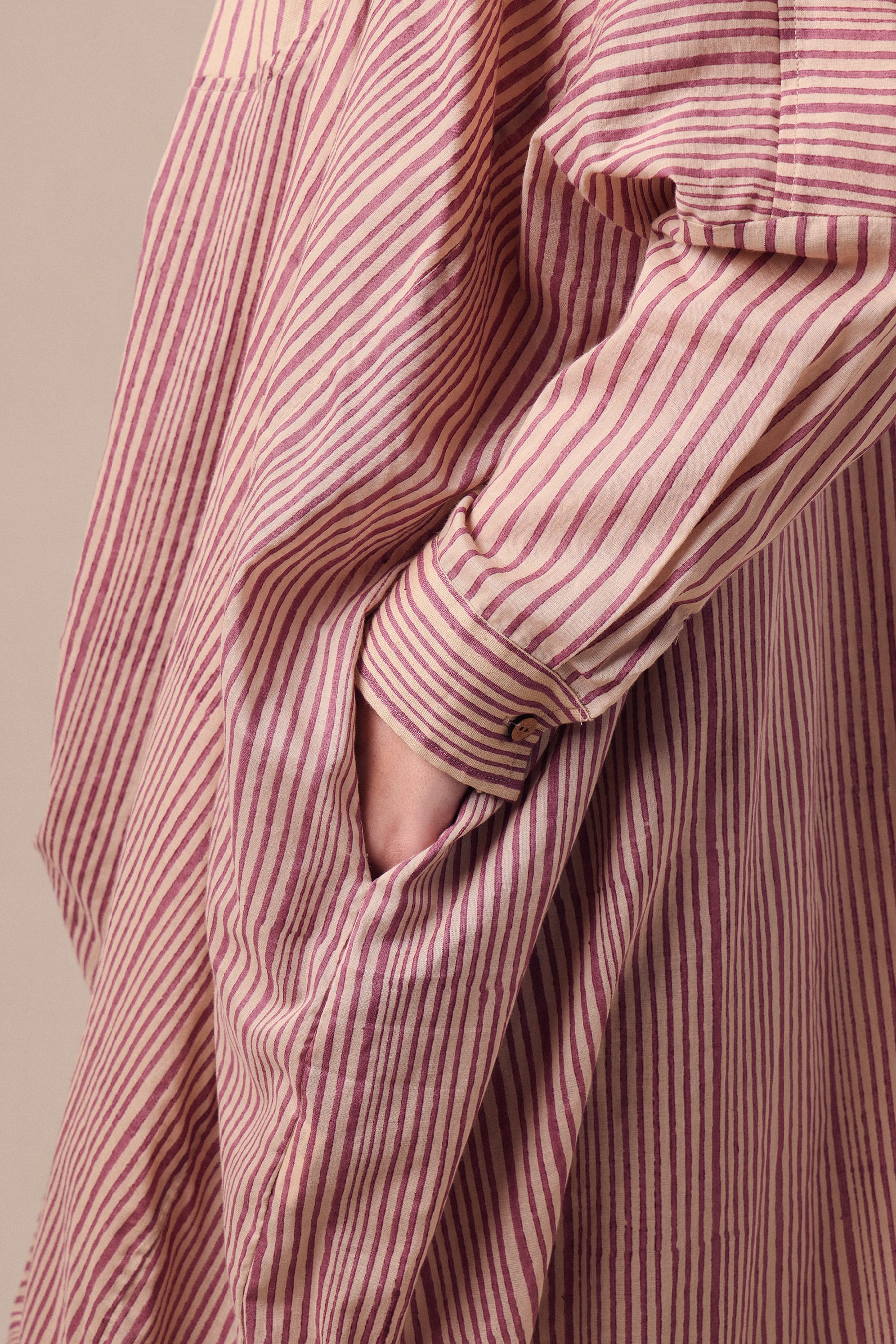 Mati Outfit Sets Mauve Striped Shirt Cowl Tunic & SE Pants Co-Ord Set (2 PCS)